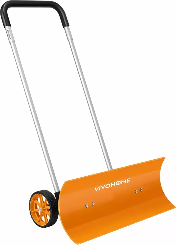 SPECSTAR 37 Inch Snow Shovel Pusher Wheels Easy Snow Removal Plastic