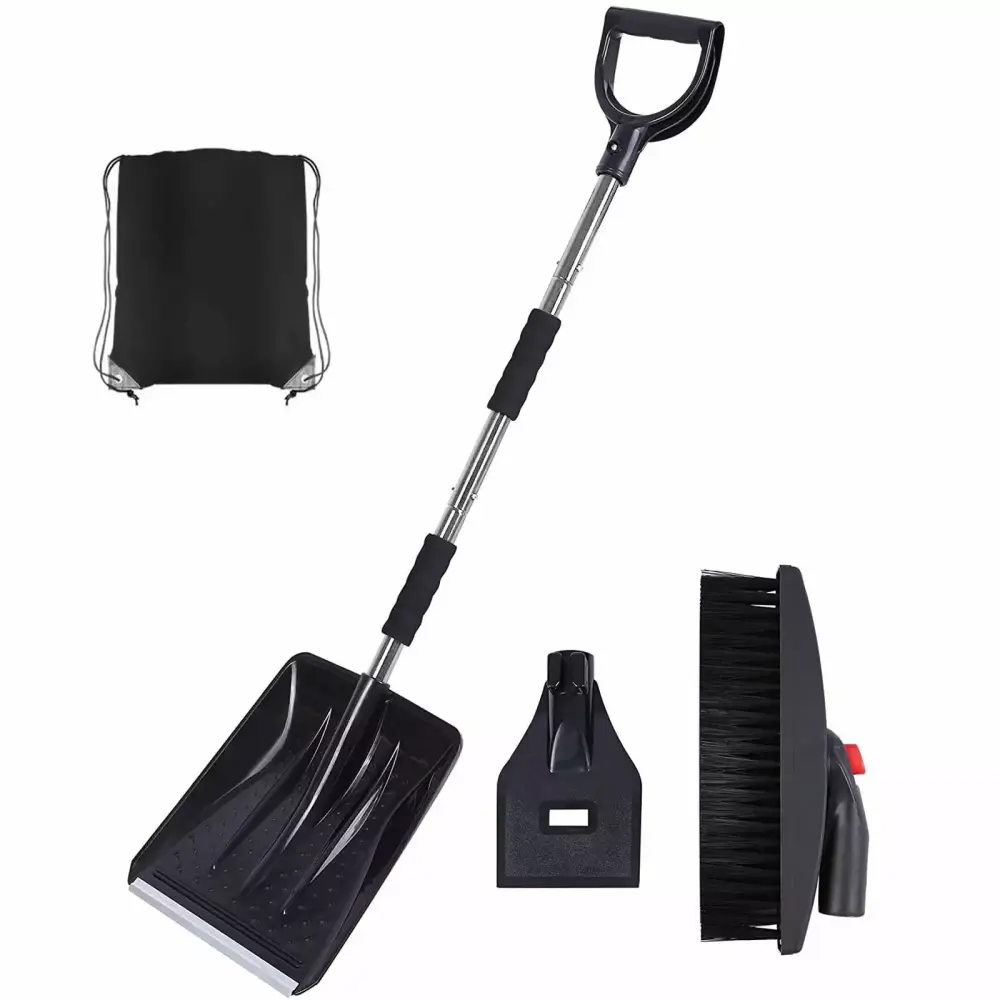 3--1 Stainless Steel Retractable Vehicle Snow Shovel Cloth Bag Winter Car Accessory
