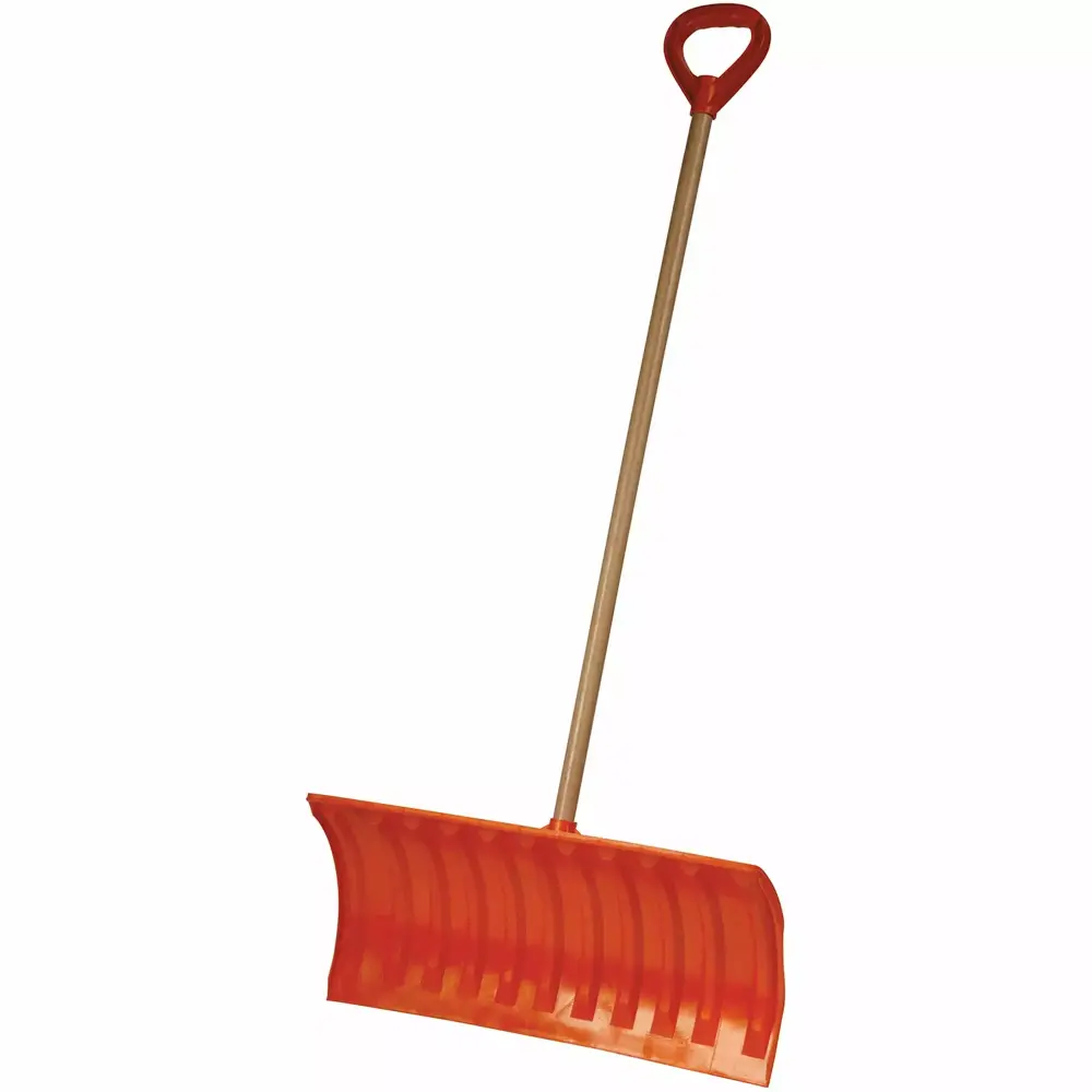 Emsco Group Bigfoot 25 Poly Pusher Snow Shovel Wooden Handle Heavy Duty Snow Removal Tool
