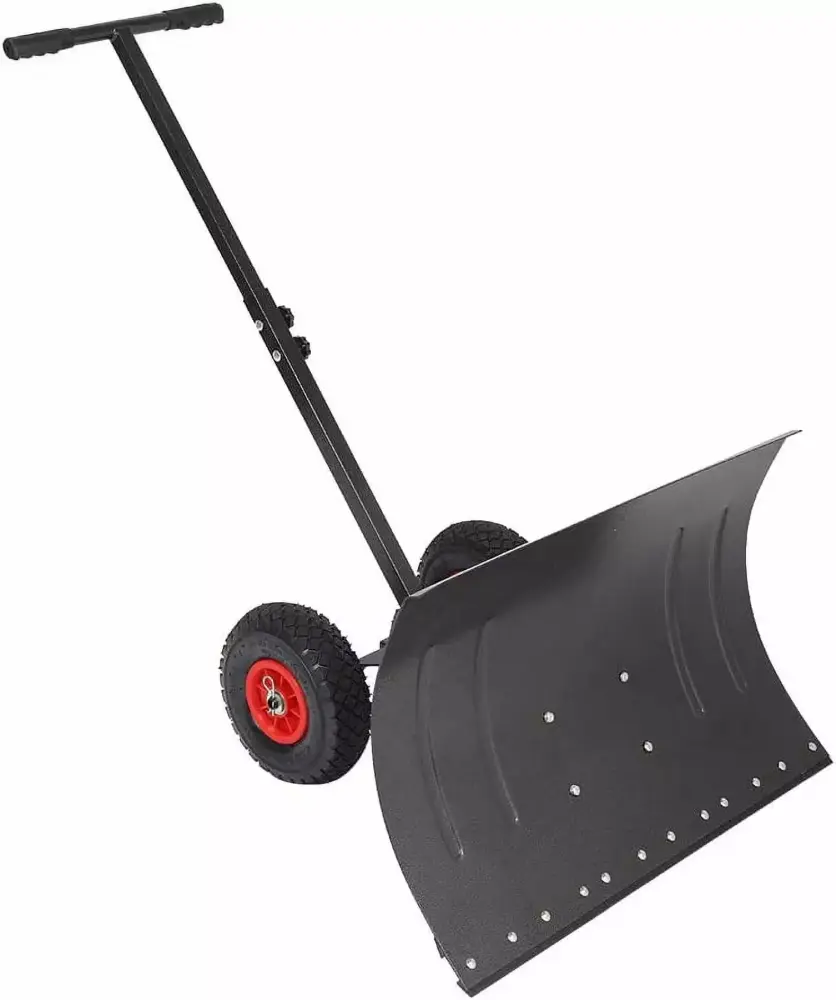 TUFFIOM Snow Pusher Shovel Wheels 29 Wide Heavy Duty Push Snow Plow Driveway 29