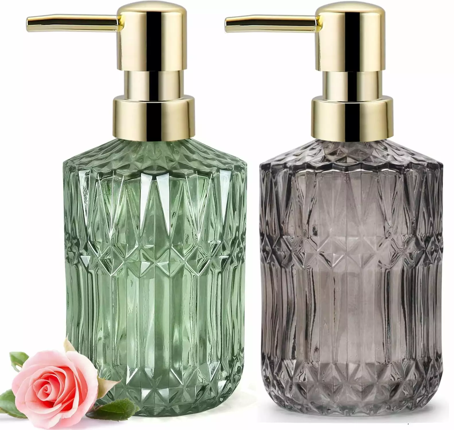 2 Pack 15.2 oz Glass Soap Dispenser Pump Bathroom and Kitchen XKDOUS