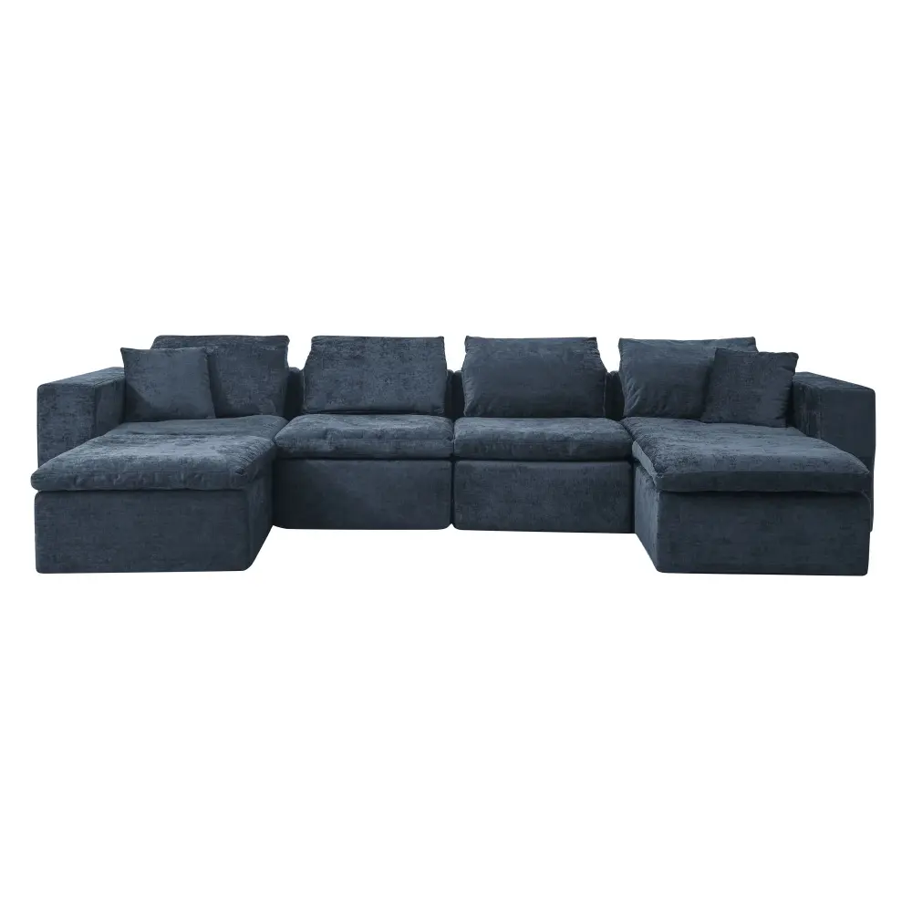 Modern Minimalist Cloud Sectional Couch Comfy Chaise, U Shaped Modular Sofa