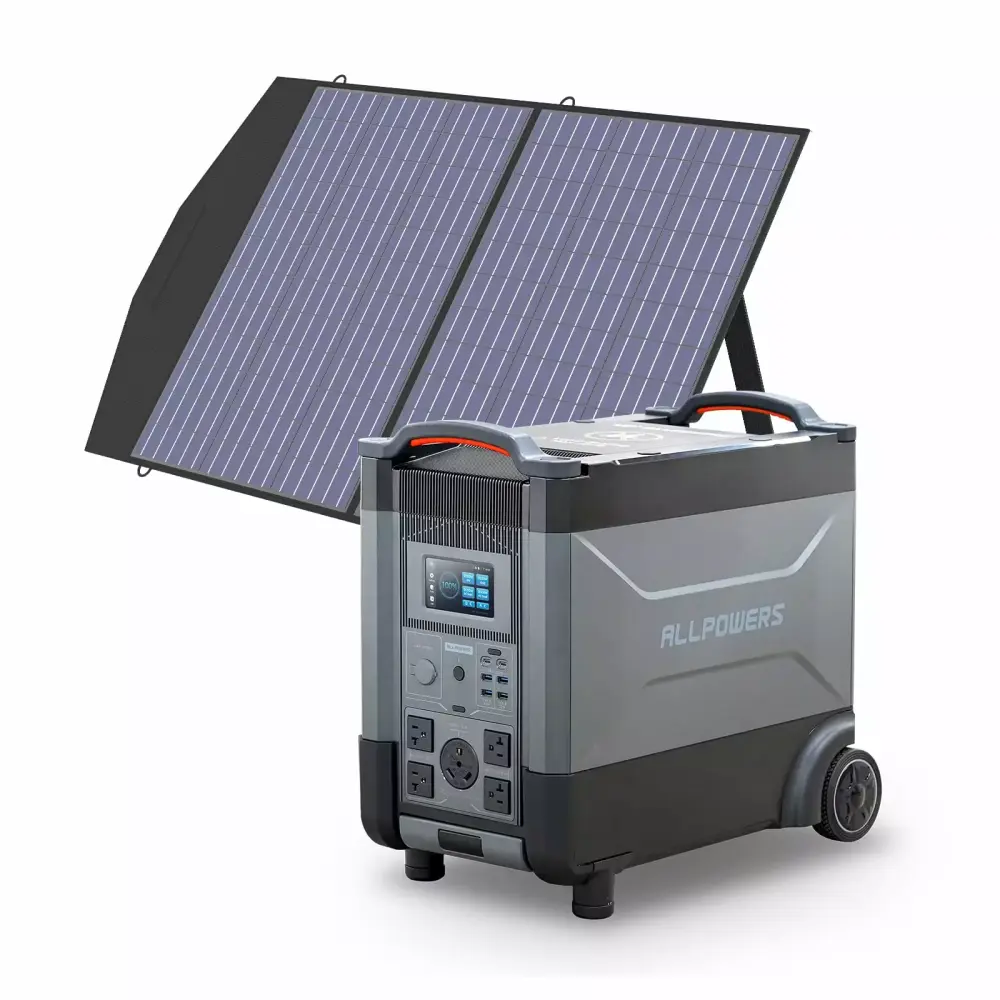 ALLPOWERS R4000 Solar Generator Kit 3600W 3600Wh LiFePO4 Power Station 100W Foldable Solar Panel Camping RV Emergency