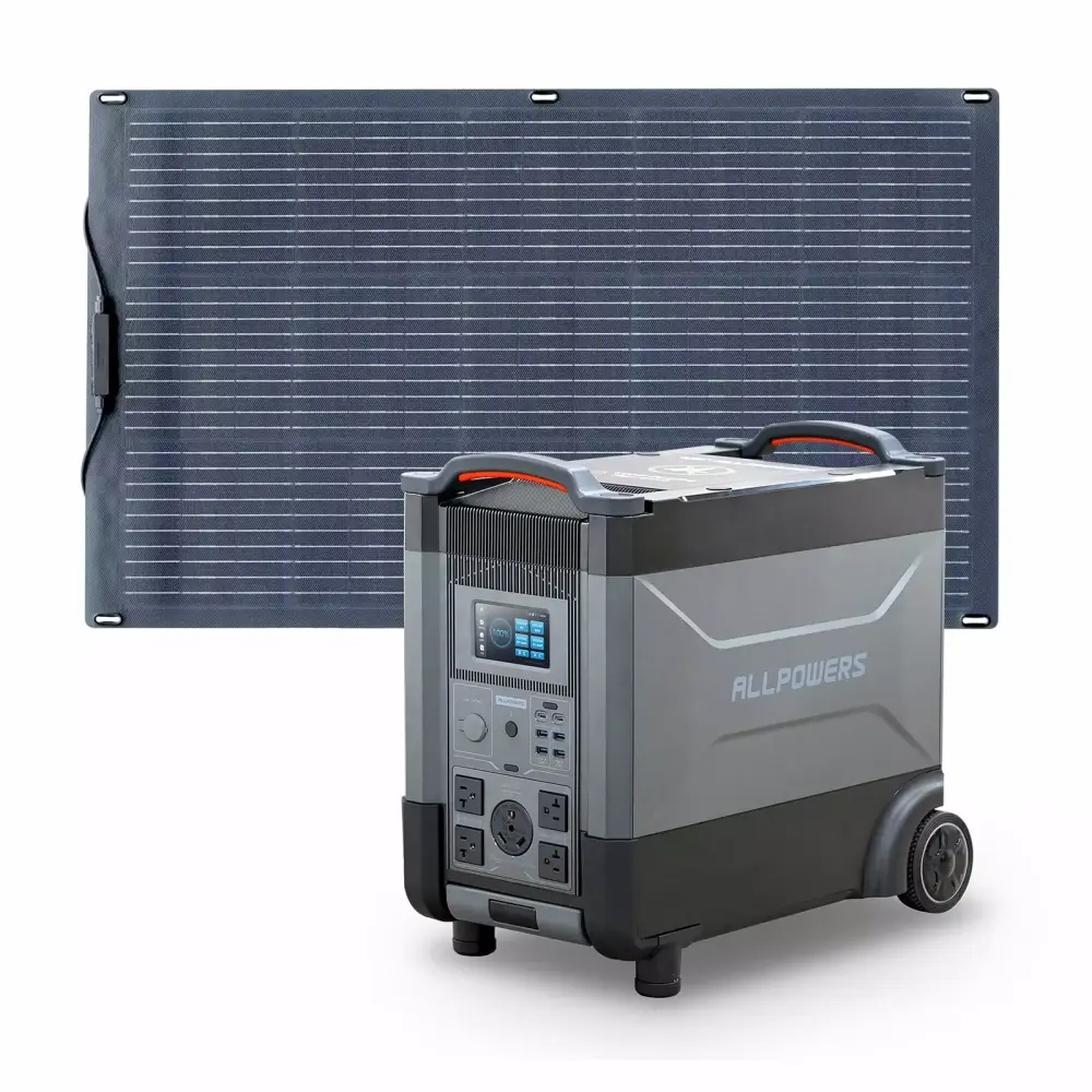ALLPOWERS R4000 Solar Generator Kit 3600W 3600Wh LiFePO4 100W Flexible Panel RV Camping