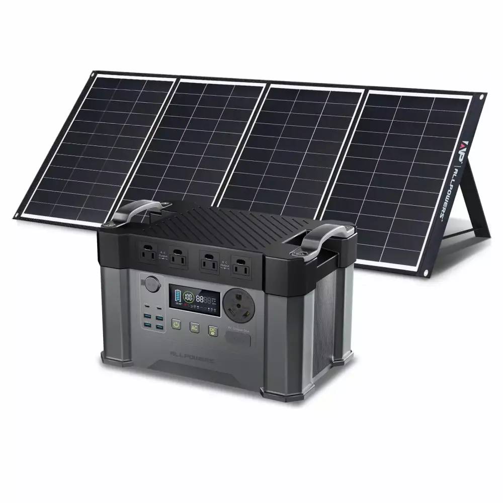 ALLPOWERS S2000 Pro Solar Generator Kit 2400W 1500Wh Power Station 200W Foldable Solar Panel RV Port Camping Home