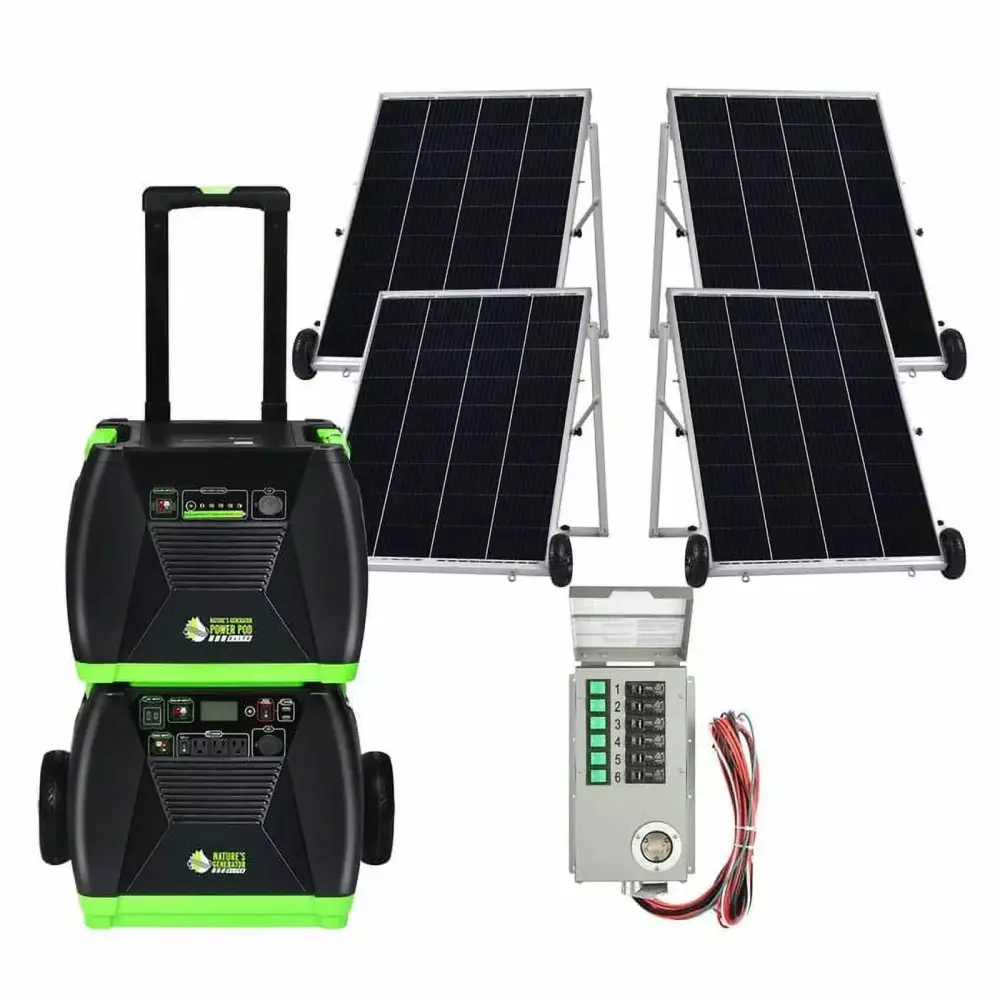 Nature's Generator Elite Platinum PE System 1200W Power Pod 4x100W Solar Panels Power Transfer Kit Home Backup