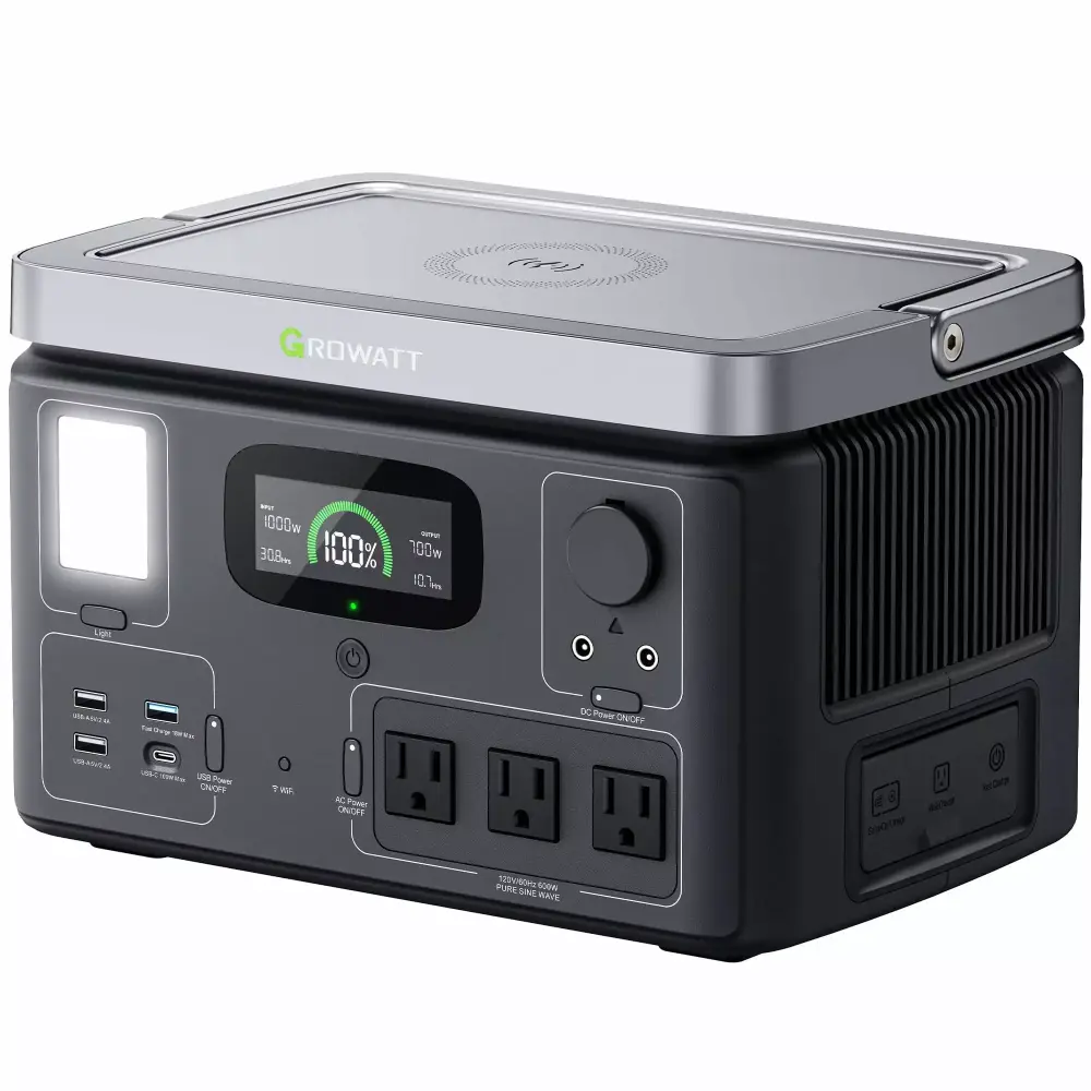 GROWATT VITA 550 538Wh Portable Power Station 600W AC LiFePO4 Solar Generator Camping RV Emergency Solar