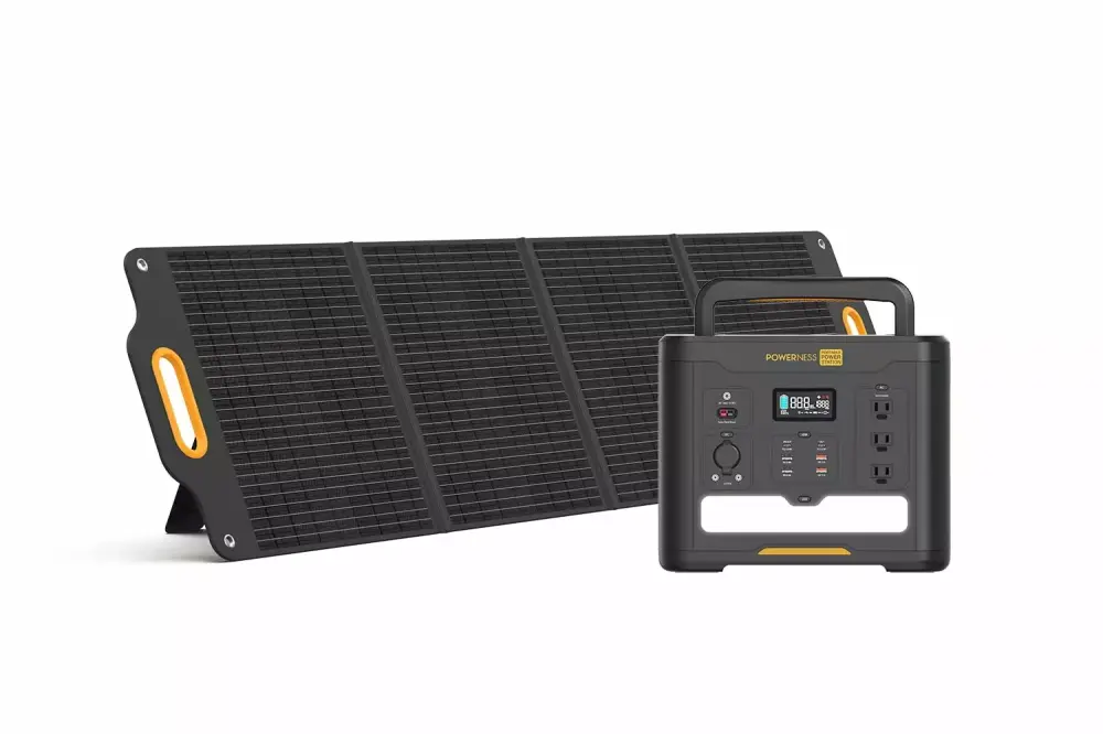 Powerness Solar Generator 1500 - 200W Foldable Solar Panel Included 1536Wh Power Station Camping and Home Backup