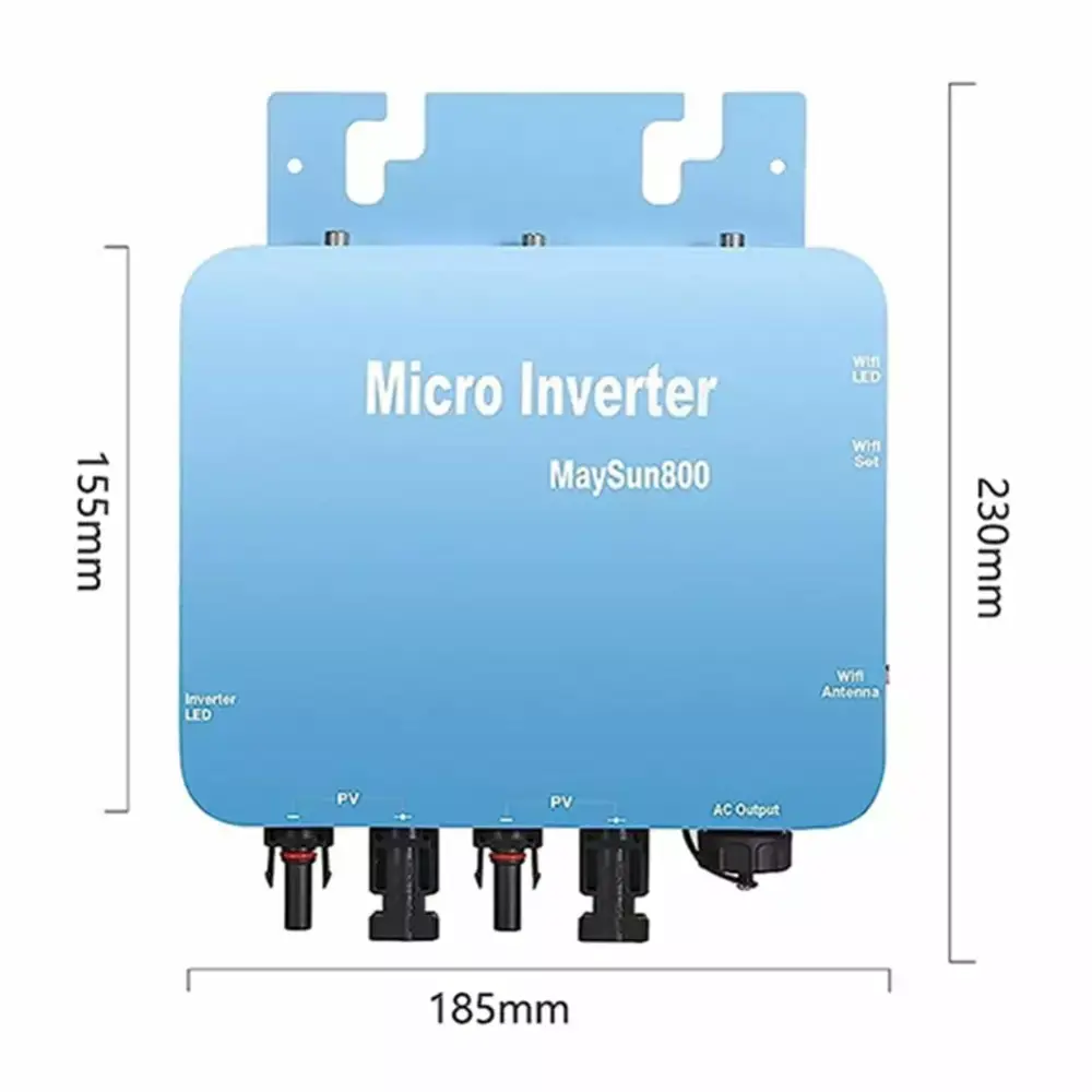 800W Micro Solar Intelligent Wifi Inverter Grid-Connected Pure Sine Wave MPPT IP65 Power Converter