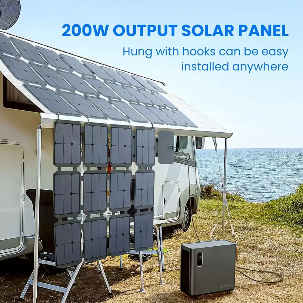 Gendome 200W Foldable Solar Panel Charger Waterproof IP68 Power Station Camping 200w