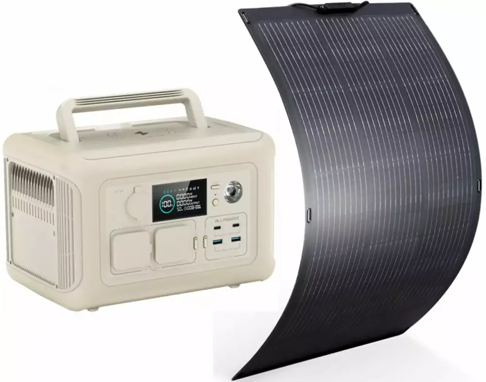 ALLPOWERS R600 600W 299Wh LiFePO4 Solar Generator Kit 100W Flexible Solar Panel Camping Home Backup