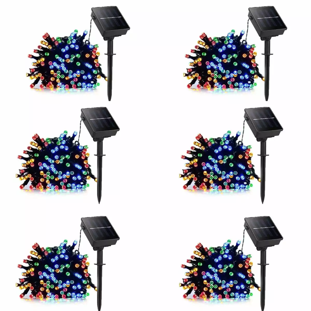 6Pack 39FT 100 LED Solar String Lights Outdoor Waterproof 8 Lighting Modes Xmas Party Garden None