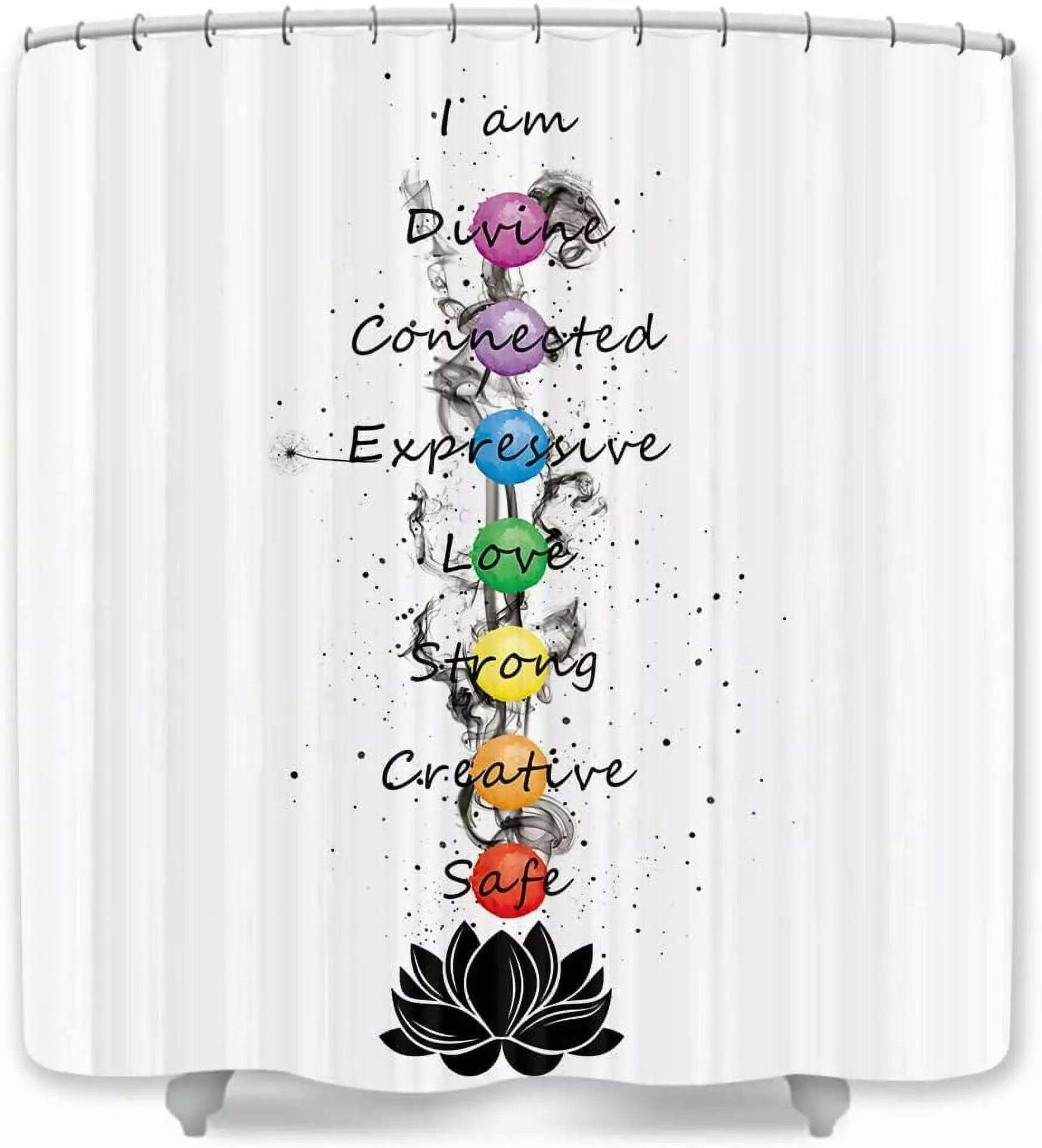 Zen Lotus Shower Curtain Yoga Meditation Colorful Chakra Theme Bathroom Accessory Set Waterproof Fabric 72x72 Uokiuki