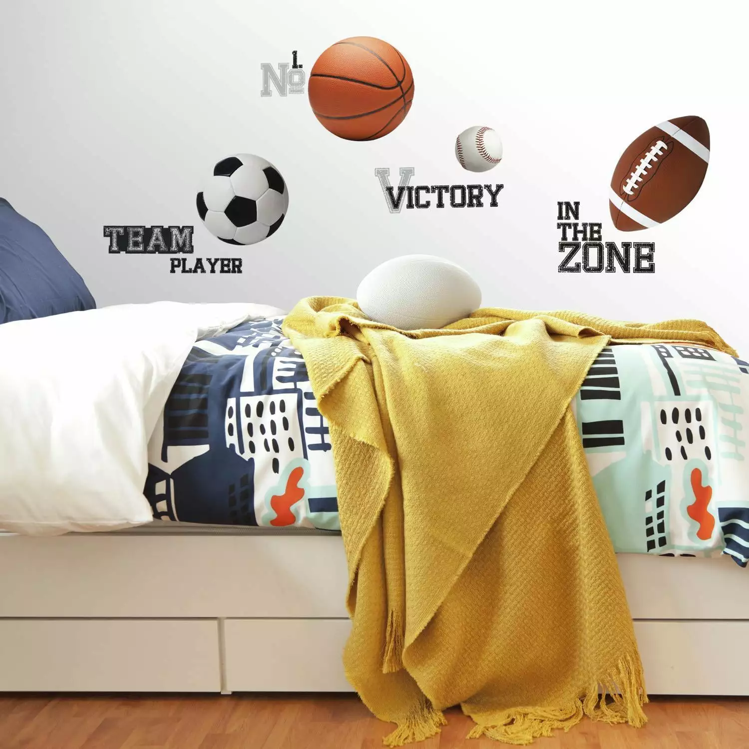 All Star Sports Sayings Balls Wall Stickers 24 Decals Soccer Football Basketball Kids Room Decor RoomMates