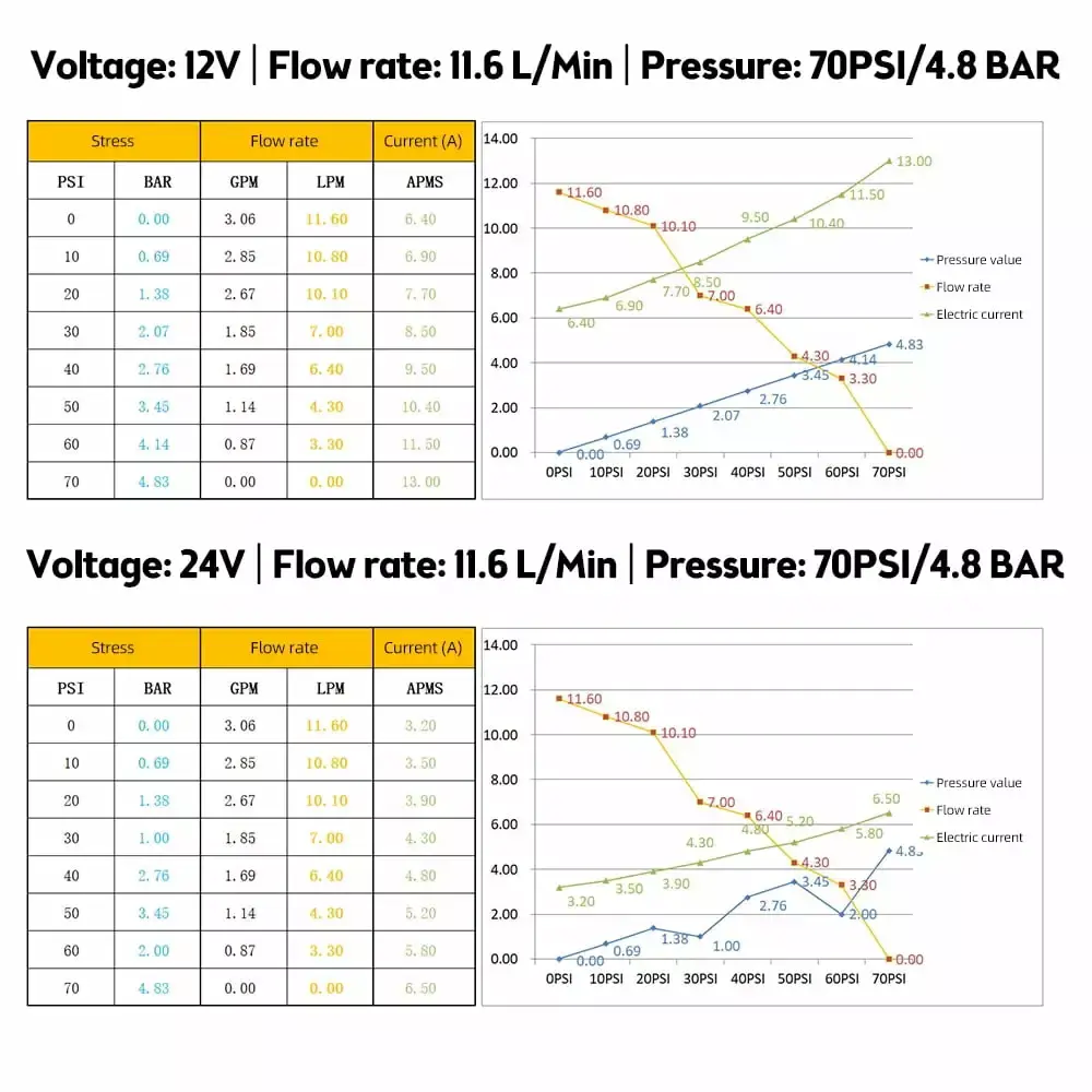 12V Travel-Friendly Water Pump Kit - 70psi/4.8bar Adjustable Spray 6m Hose Cars and Balconies 12v