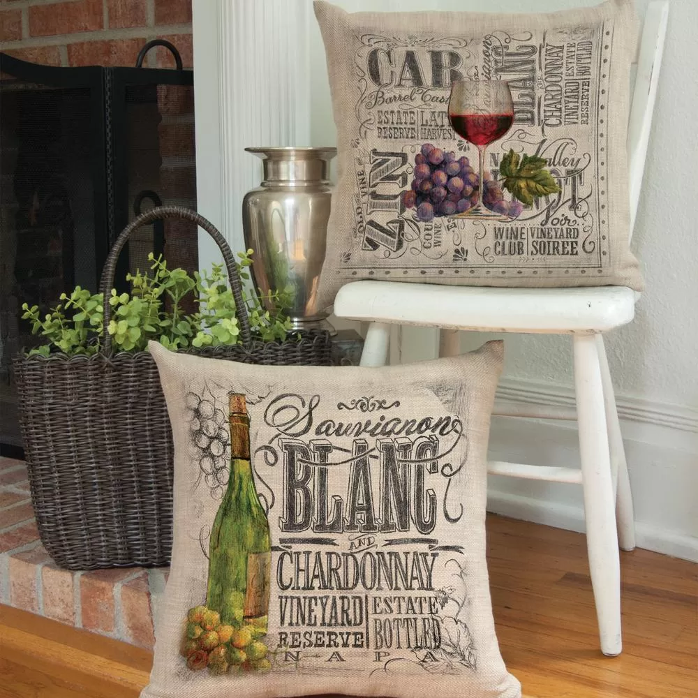 Heritage Lace Wine Country Natural Graphic Polyester 18x18 Throw Pillow