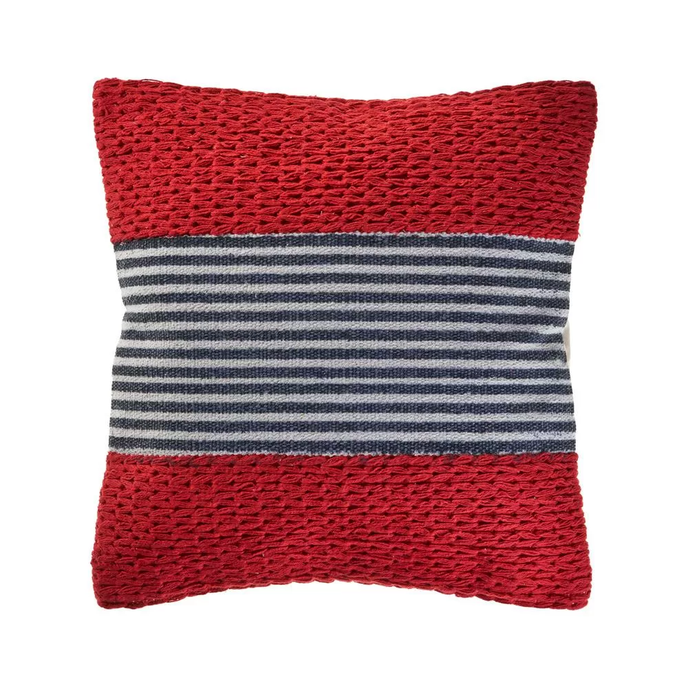 LR Home Bright Red 20x20 Striped Throw Pillow