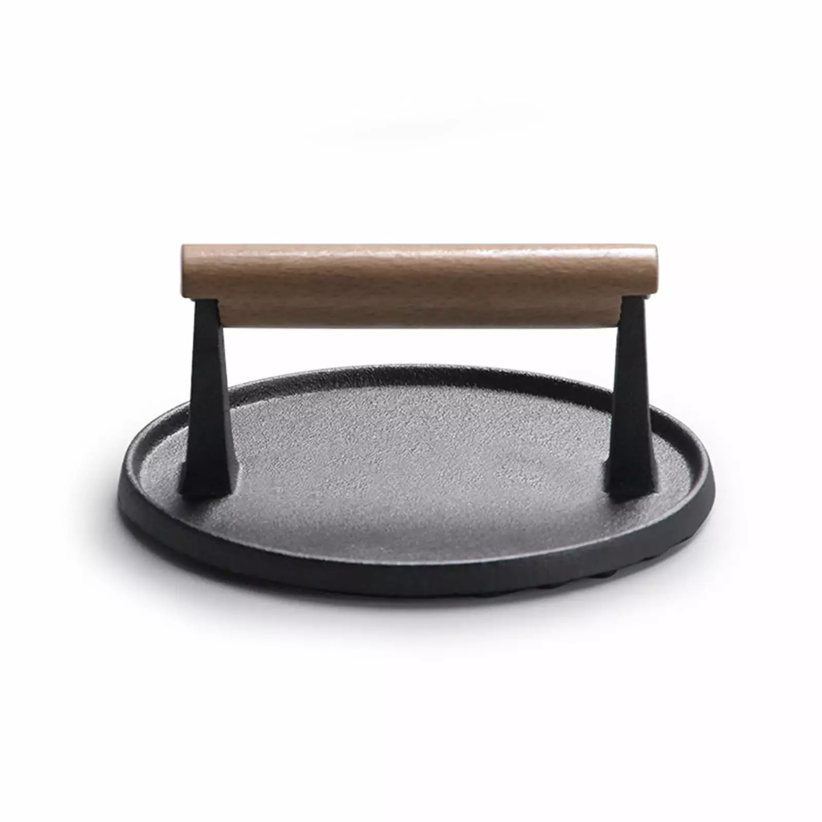 Round Stainless Steel Grill Press Circular Striped Meat Pressing Beech Handle Better Heat Insulation and More Accessible S...