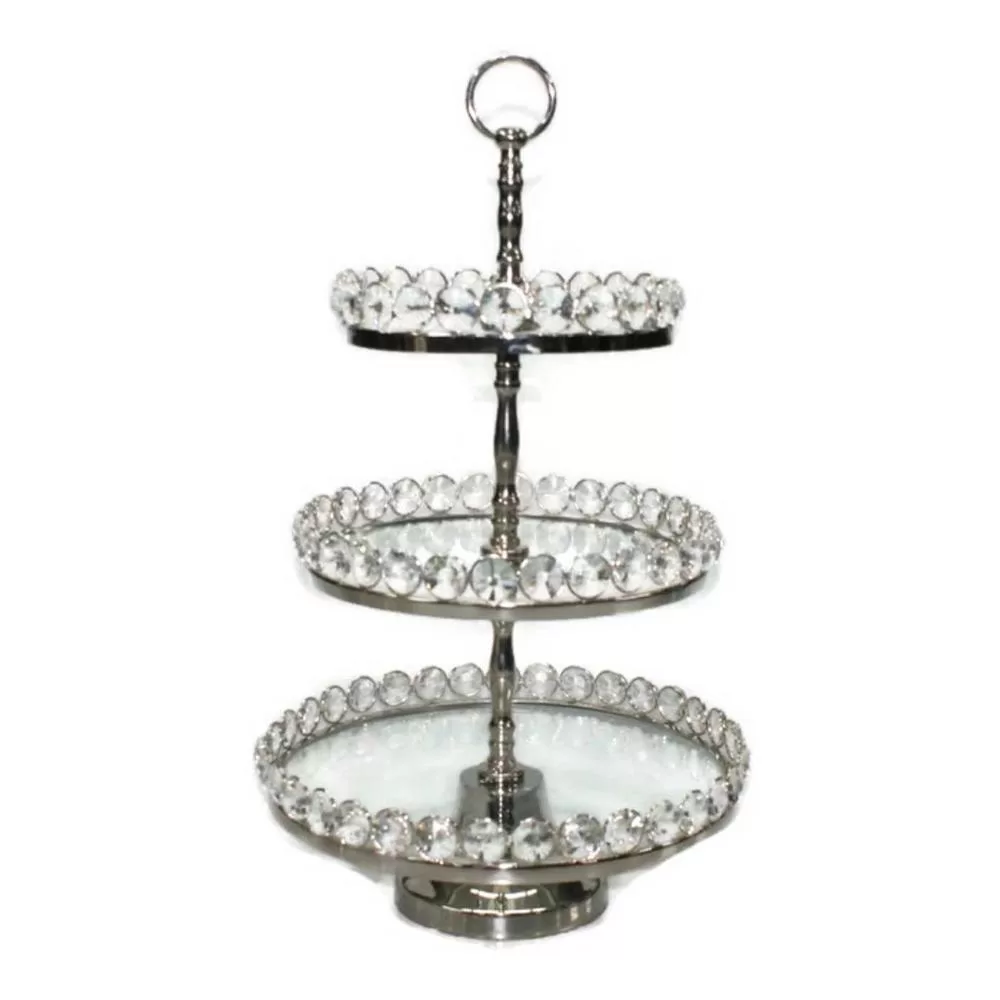 Heim Concept 20 Inch 3-Tier Glastainless Steel Nip Stand Detachable Crystal Border