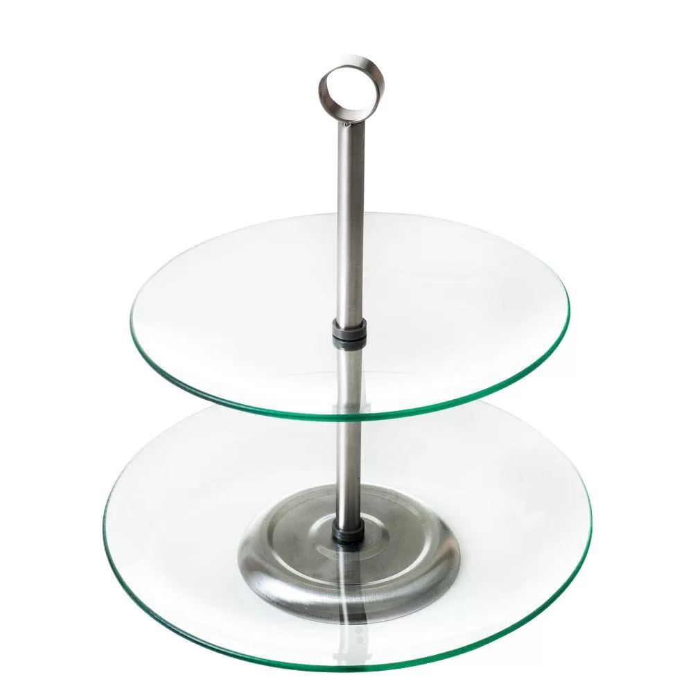 Chef Buddy 2-Tier Round Glass Buffet and Dessert Stand Parties