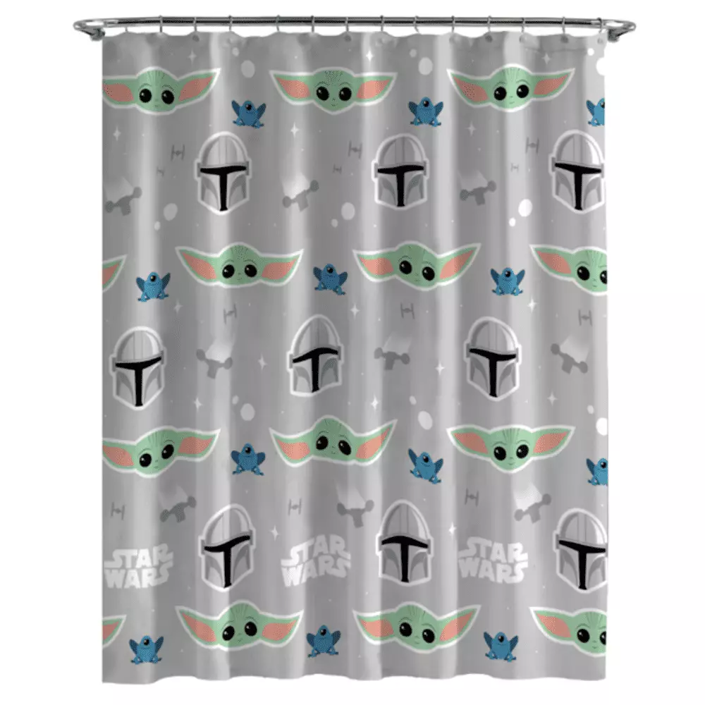 Baby Yoda 14-Piece Shower Curtain Set Tufted Rug 72x72 Microfiber Green Star Wars Themed