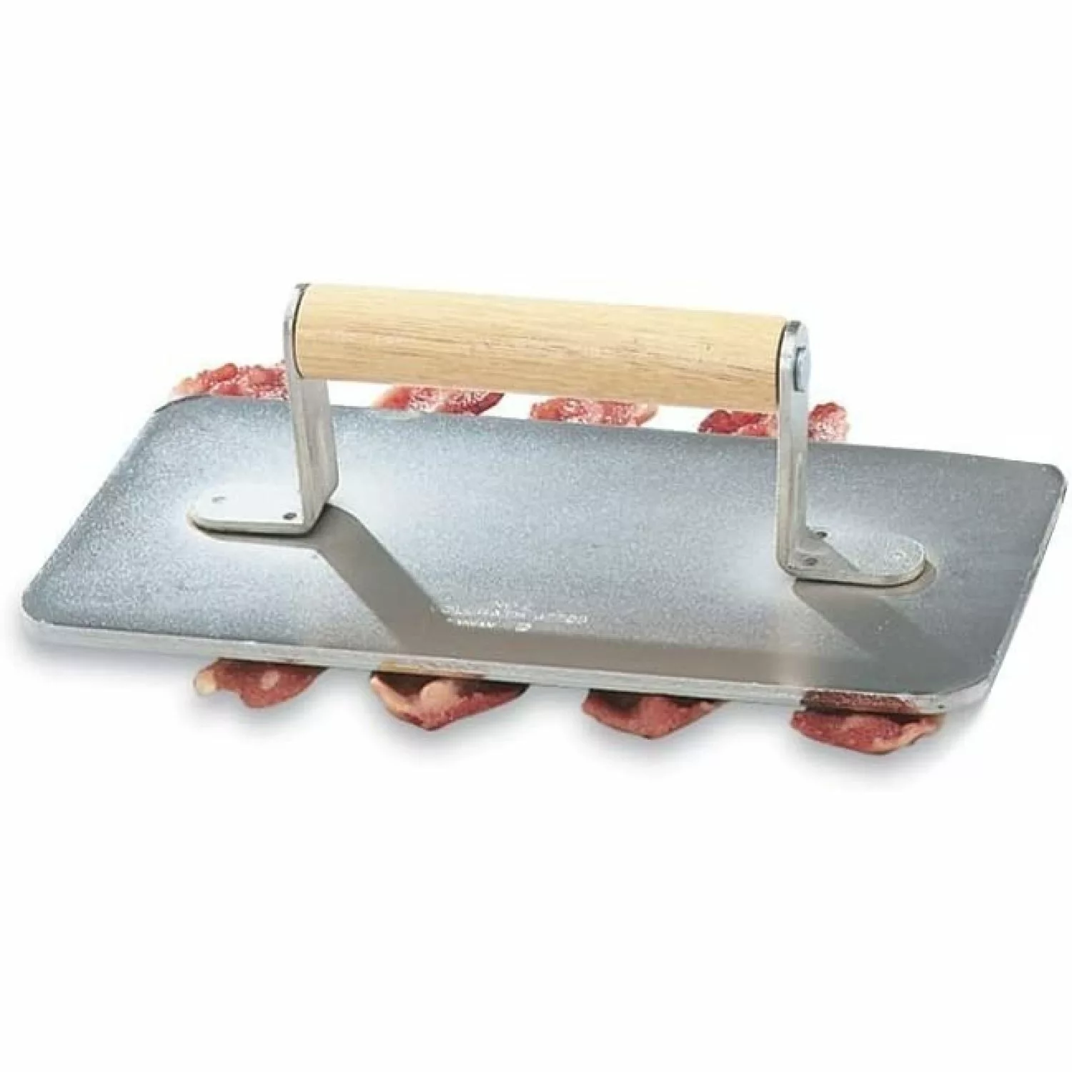 Cast Aluminum Steak Weight Wooden Handle 1.25 lbs 9 x 4-1/2 Inches MOWENTA
