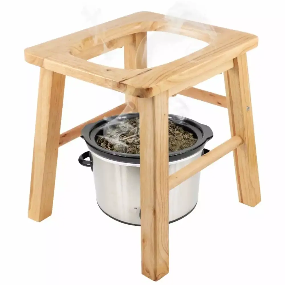 Four-Leg Wooden Steam Chair Wood Herb Steaming Seat Steaming Chair Steam at Home Steaming Physiotherapy Chair Women Elderl...