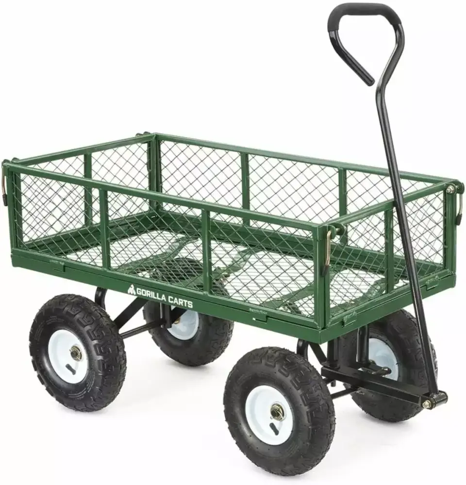 Gorilla Carts GOR400-COM Steel Garden Cart Removable Sides 400-lbs Capacity