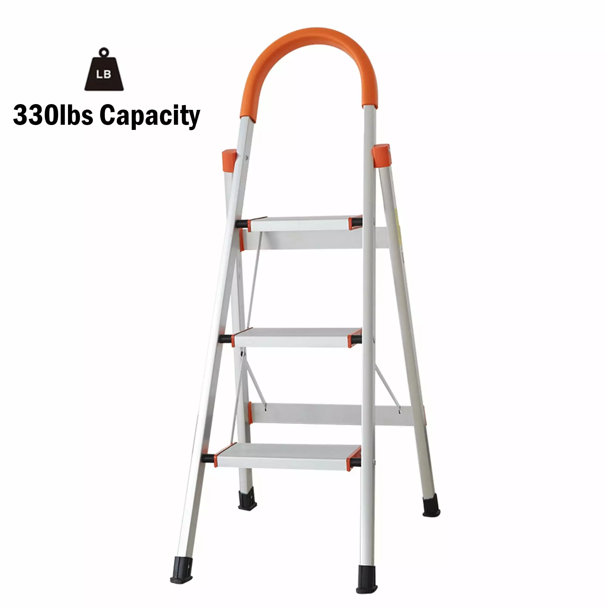 KARMAS PRODUCT 3 Step Ladder Featherweight Folding Household Stepladder Anti-Slip 330lbs Capacity
