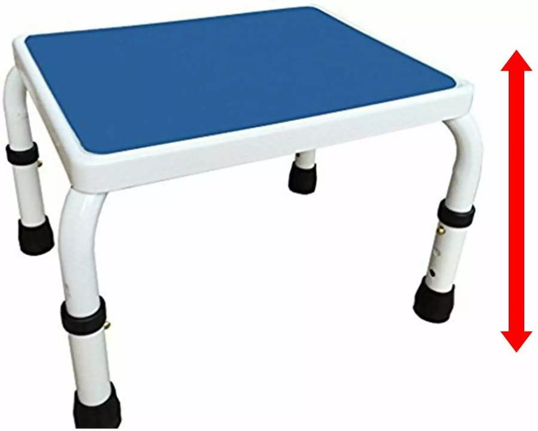 AdjustaStep Height Adjustable Steel Step Stool Anti-Slip Foot Pad Blue White Platinum Health