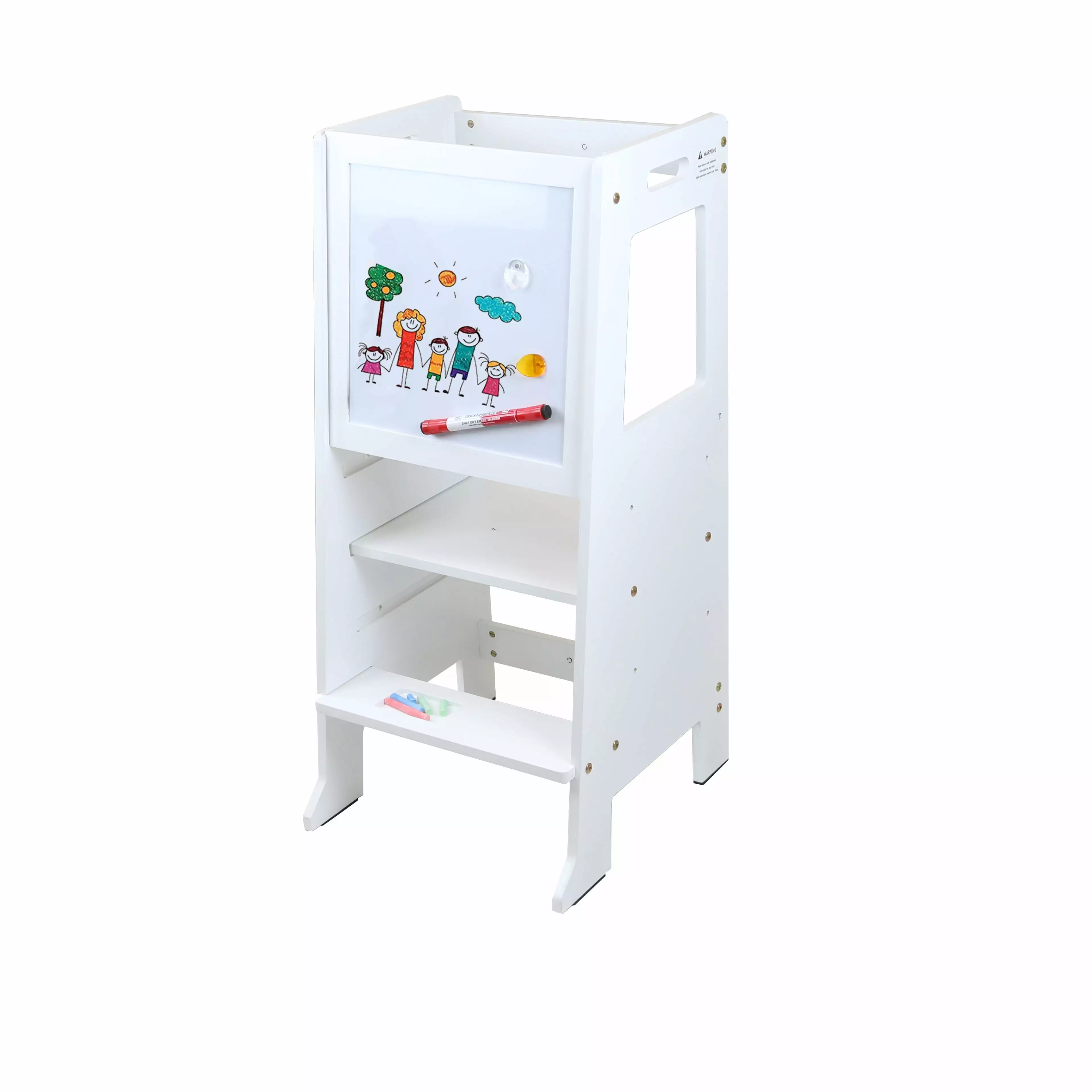 Clevr 2-Step Height Adjustable Kids Kitchen Step Stool Black and White Design