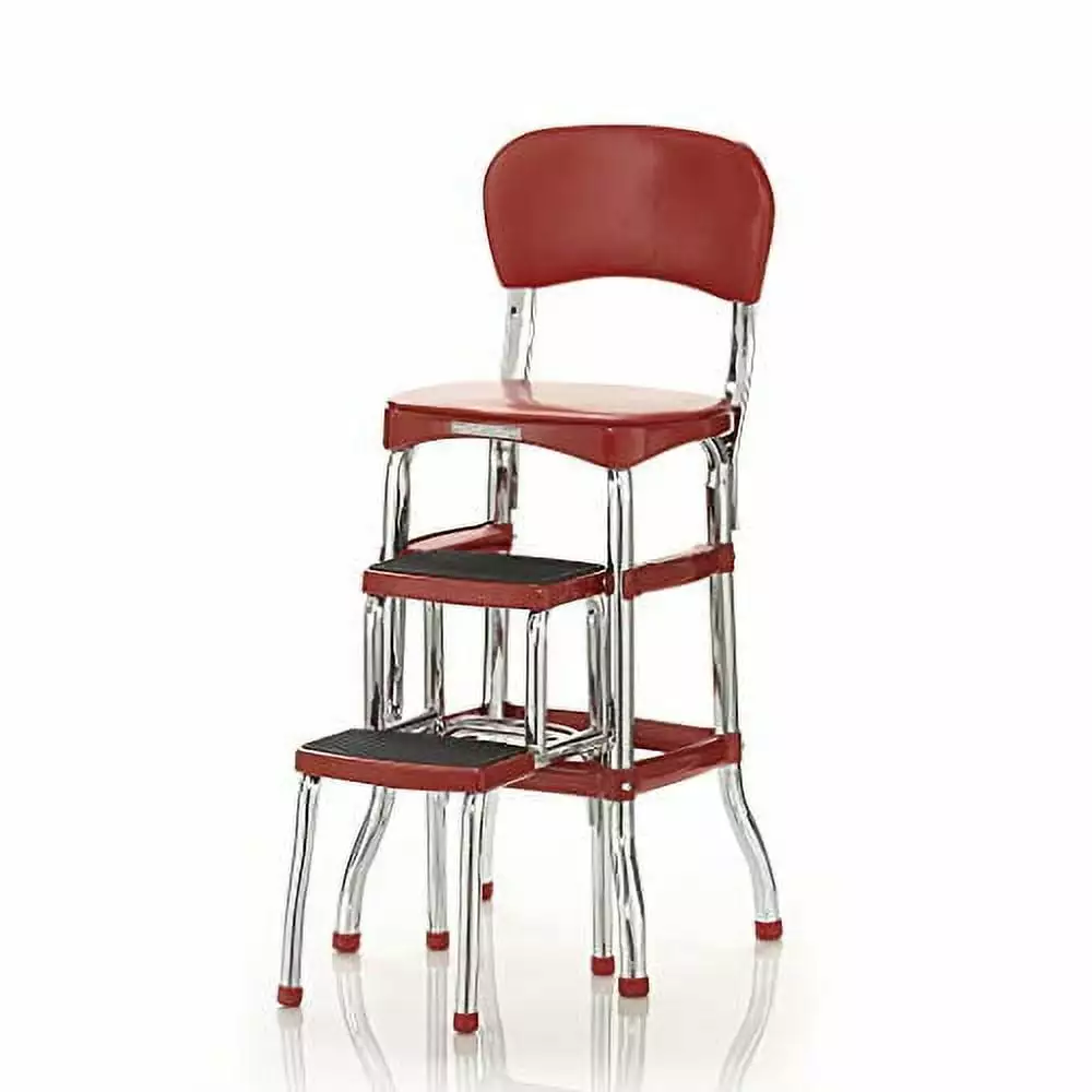 COSCO Stylaire Retro Chair Step Stool Sliding Steps Red One Pack
