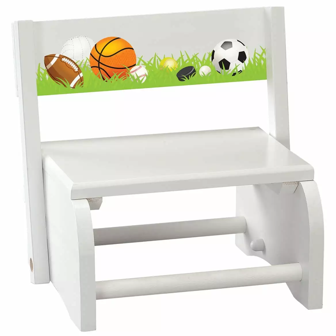 Children's White Sports Step Stool Non-Slip Kids' Helper Stool Fox Valley Traders