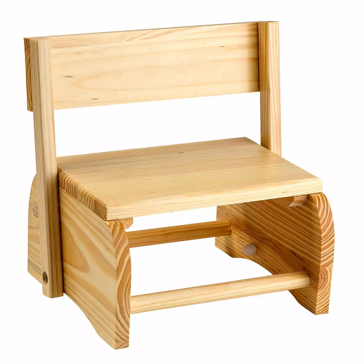 Natural Wooden 2--1 Chair and Stepstool Home and Office Use Fox Valley Traders