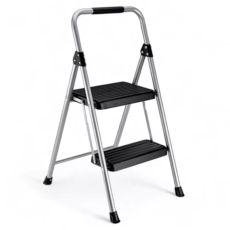 Two-Step Steel Folding Stool Ergonomic Handle 225 Lbs Capacity Kitchen Office Franklin