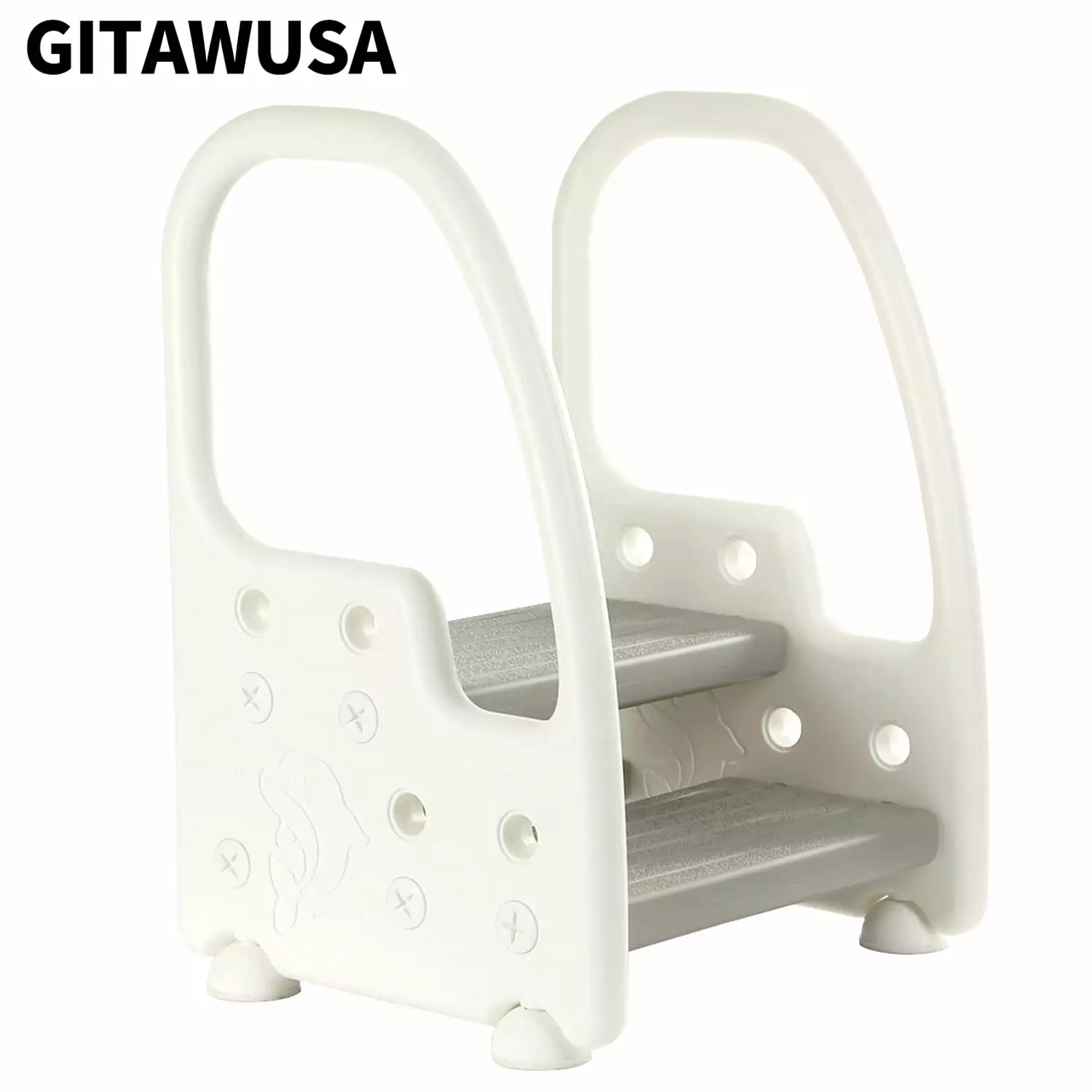 GITAWUSA Height Adjustable Two Step Standing Stool Handles Non-Slip Toddlers Kids Potty Training Kitchen Tower