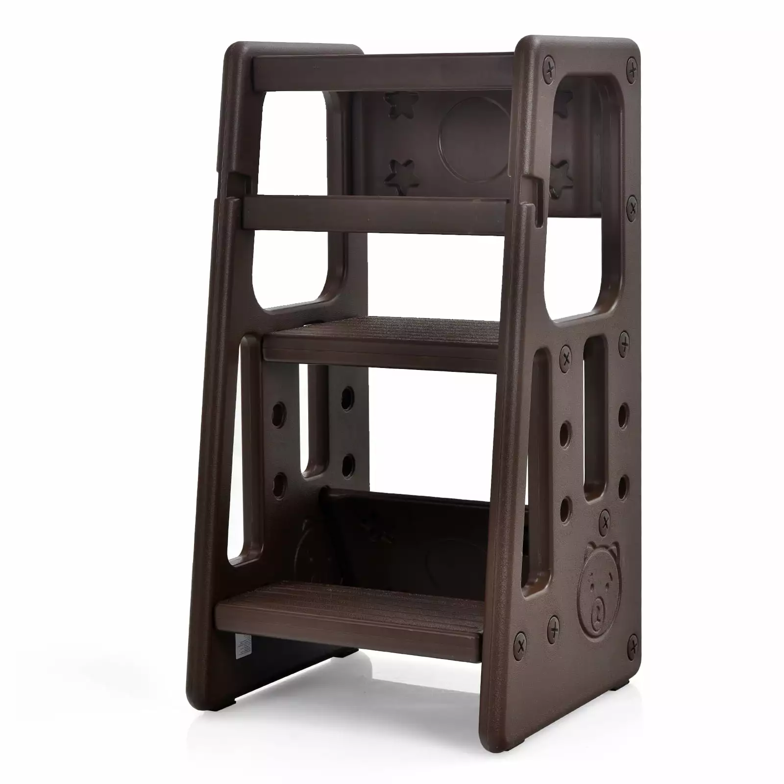 Infans Kids Kitchen Step Stool Double Safety Rails Toddler Learning Stool Brown