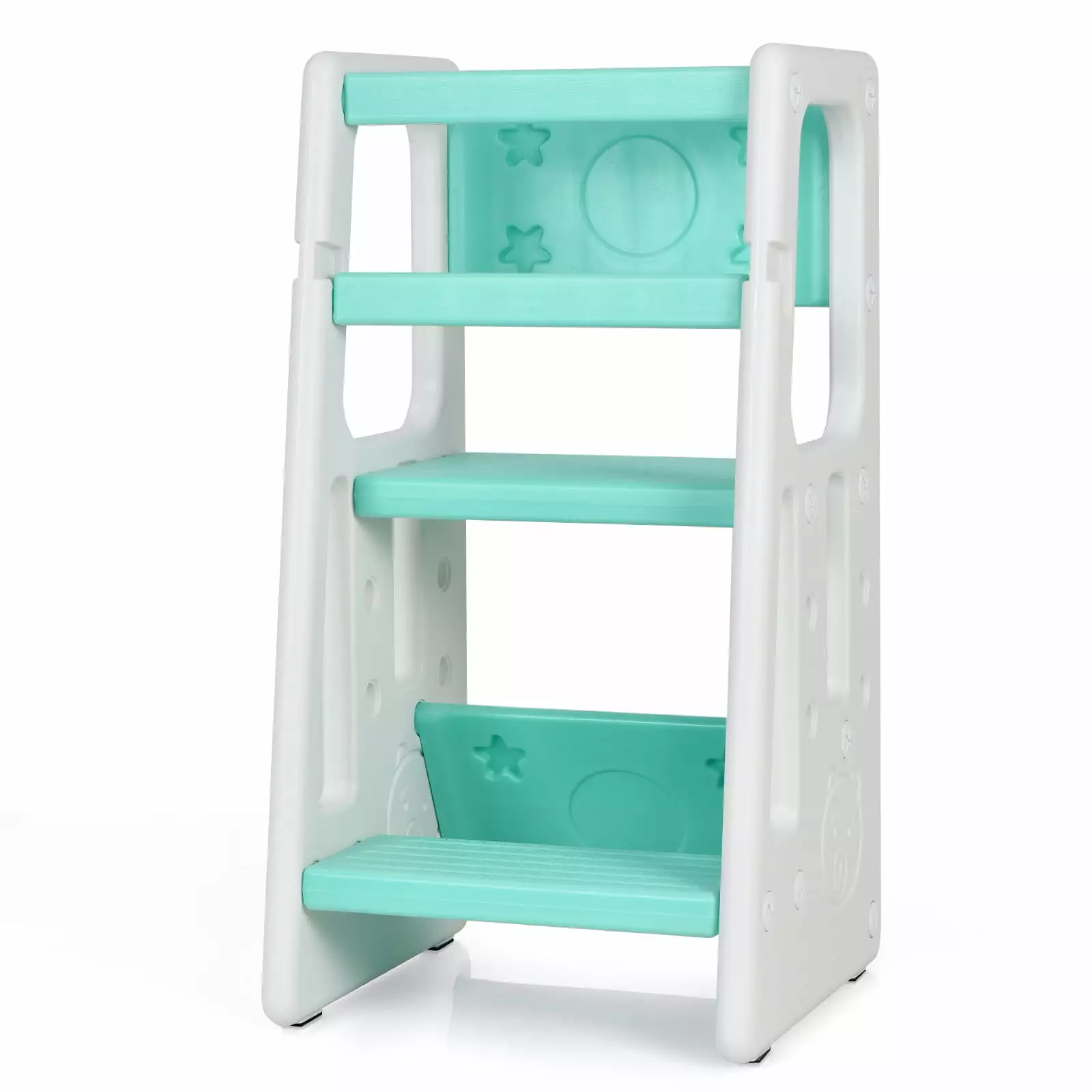 Infans Kids Kitchen Step Stool Double Safety Rails Toddler Learning Stool Green