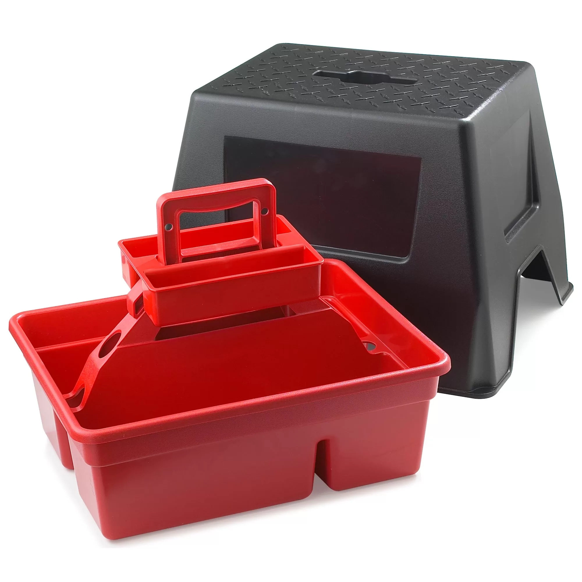 Little Giant DuraTote Stable Step Stool and Tote Box Carrying Handle Red