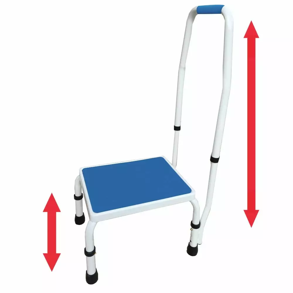 AdjustaStep Deluxe Step Stool Handle Non-Slip Base Height Adjustable Platinum Health