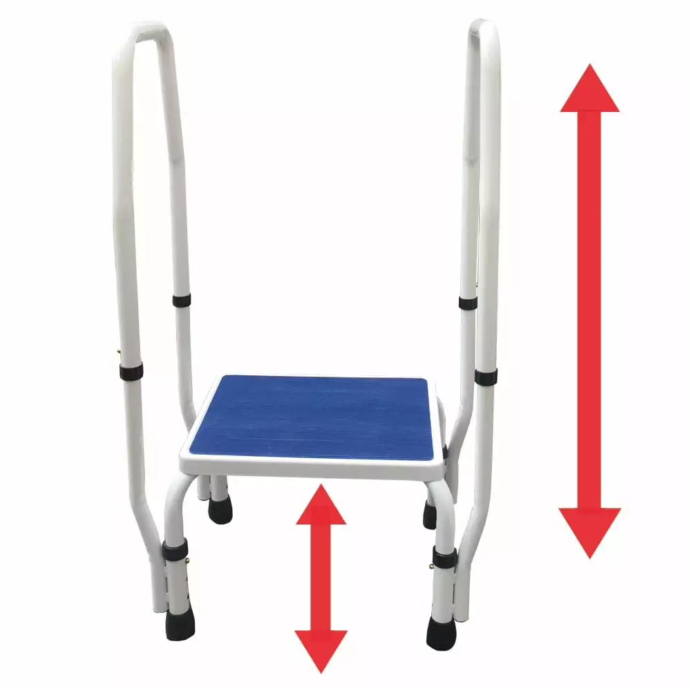 Platinum Health AdjustaStep DoubleProtect Deluxe Adjustable Step Stool Dual Handrails