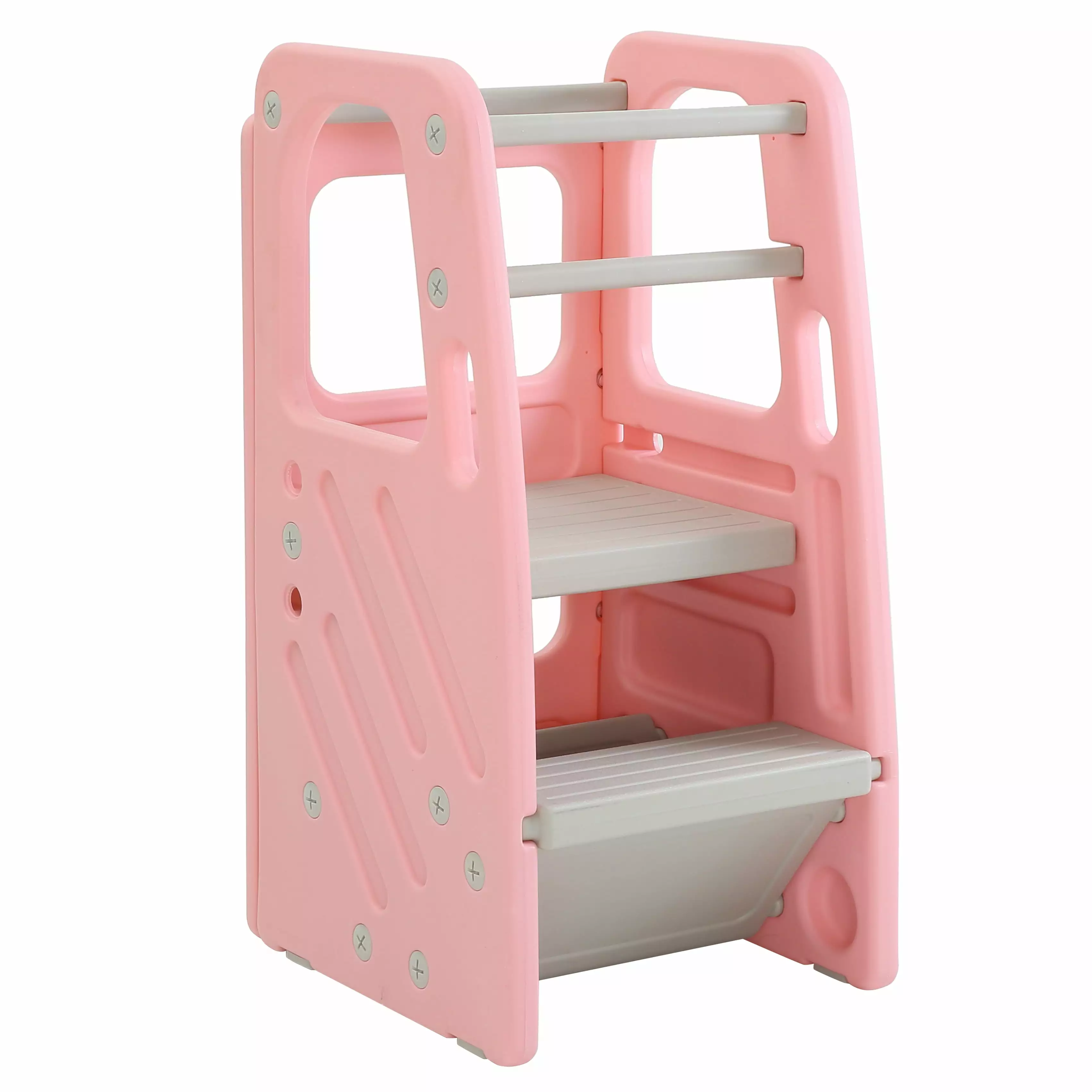Little Helper Kitchen Step Stool Toddlers 3 Adjustable Heights, Dual Safety Rails, and Non-Slip Feet Pads SDADI