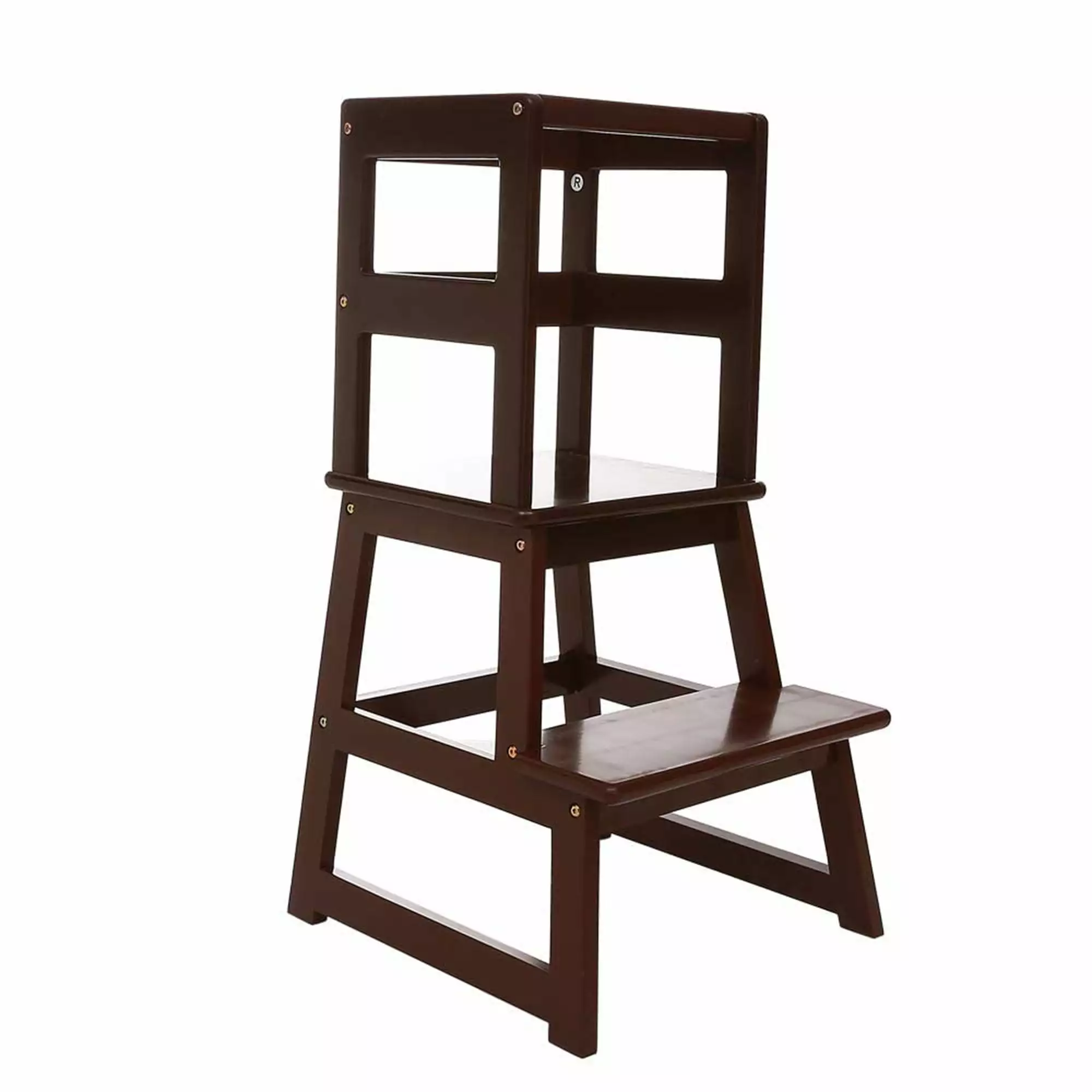 SDADI Kids Kitchen Step Stool Safety Rail Holds 150 Pounds Espresso
