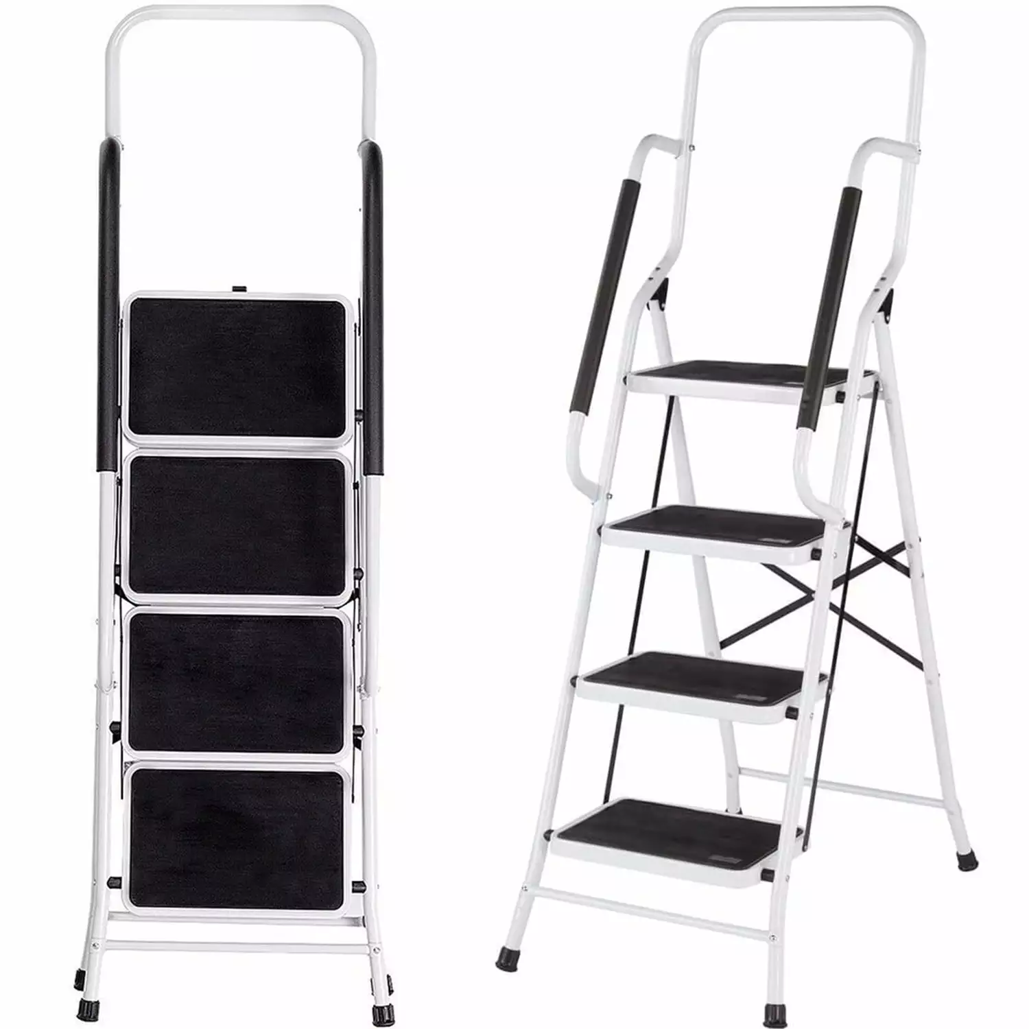 SUGIFT 4 Step Folding Ladder Travel-Friendly Step Stool Home Office and Household