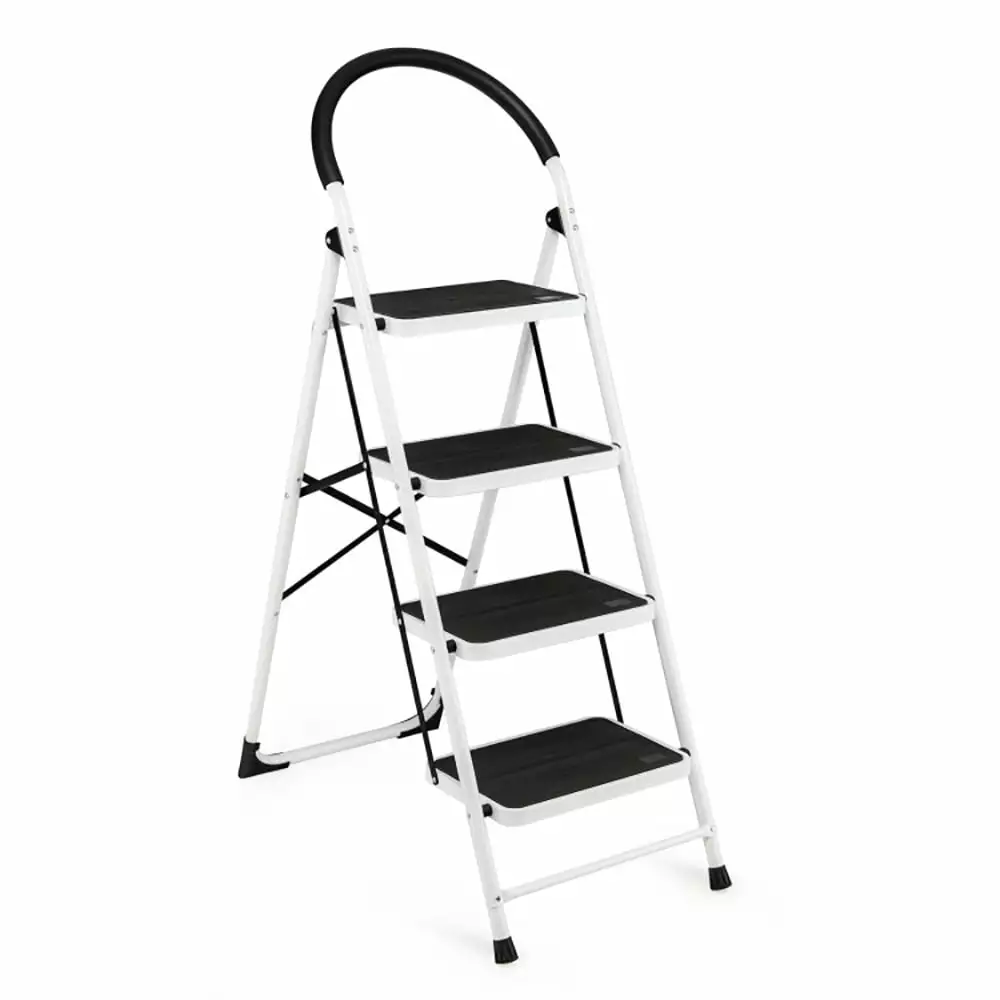 Topcobe 4 Step Folding Step Stool Retractable Handgrip Travel-Friendly Black
