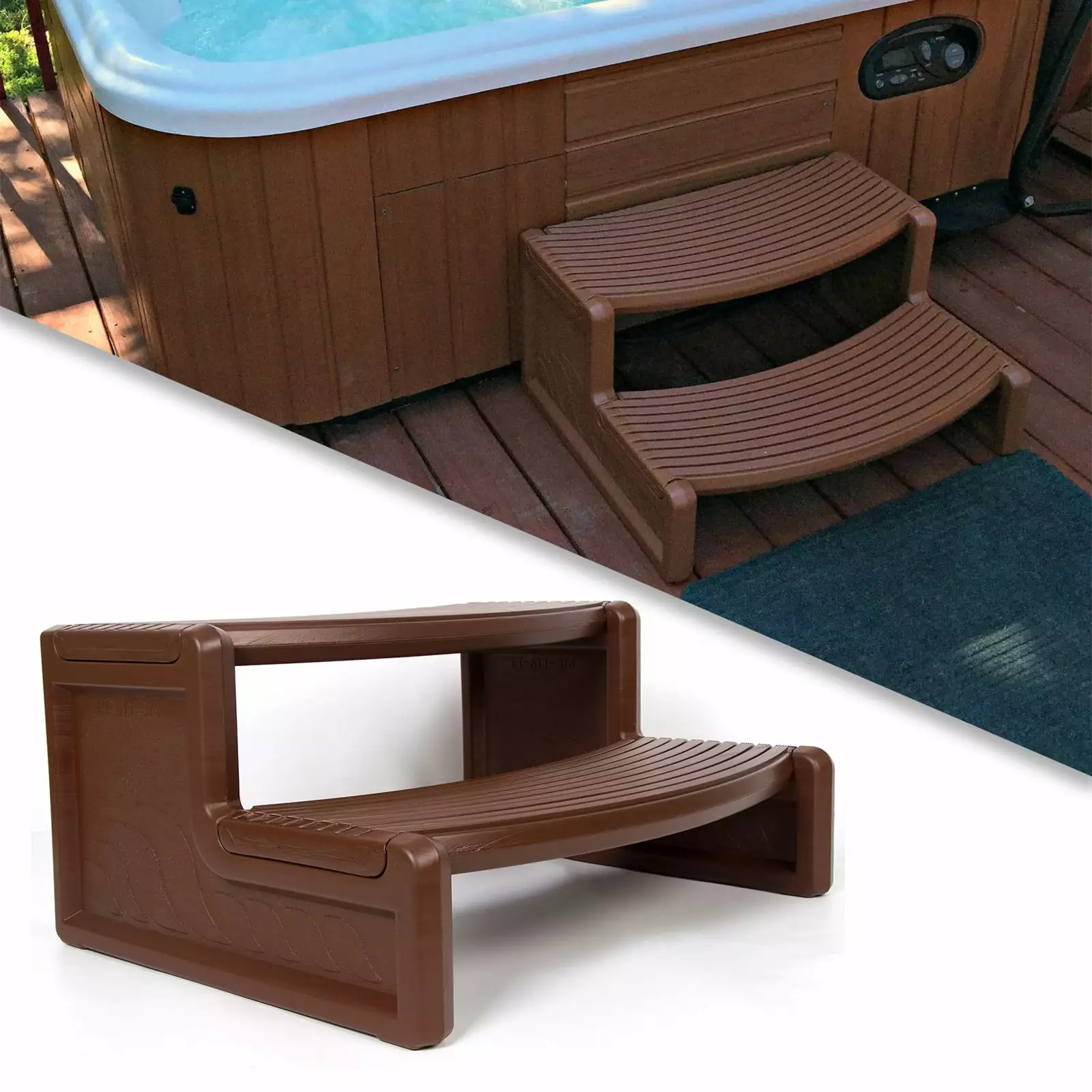 HECASA Spa Step Hot Tub 2-Step Universal Outdoor Indoor Step Stool Pool Ladder Slip Resistant Stripes