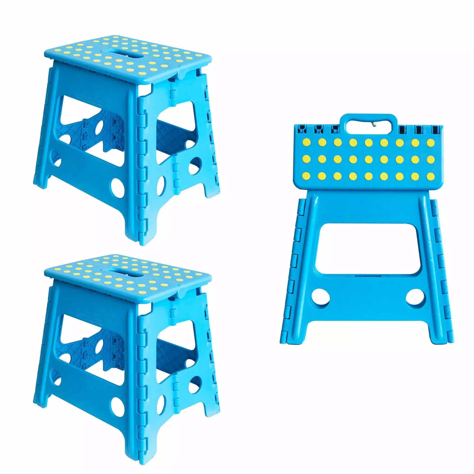 High Quality Plastic Folding Step Stool Carrying Handle - Pack 2 Lightweight Stools Tacoday