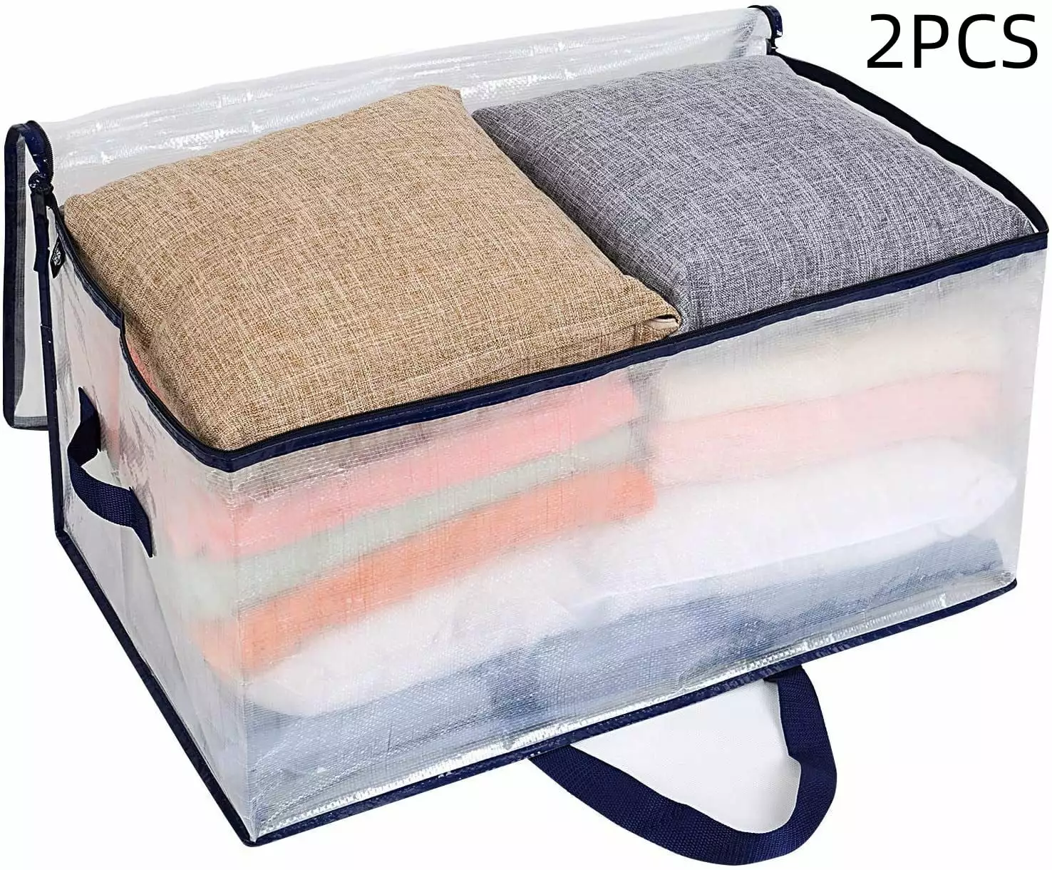 Casewin 2 Pack Extra Large Moving Storage Bags Heavy-Duty Foldable Tote Clear Plastic