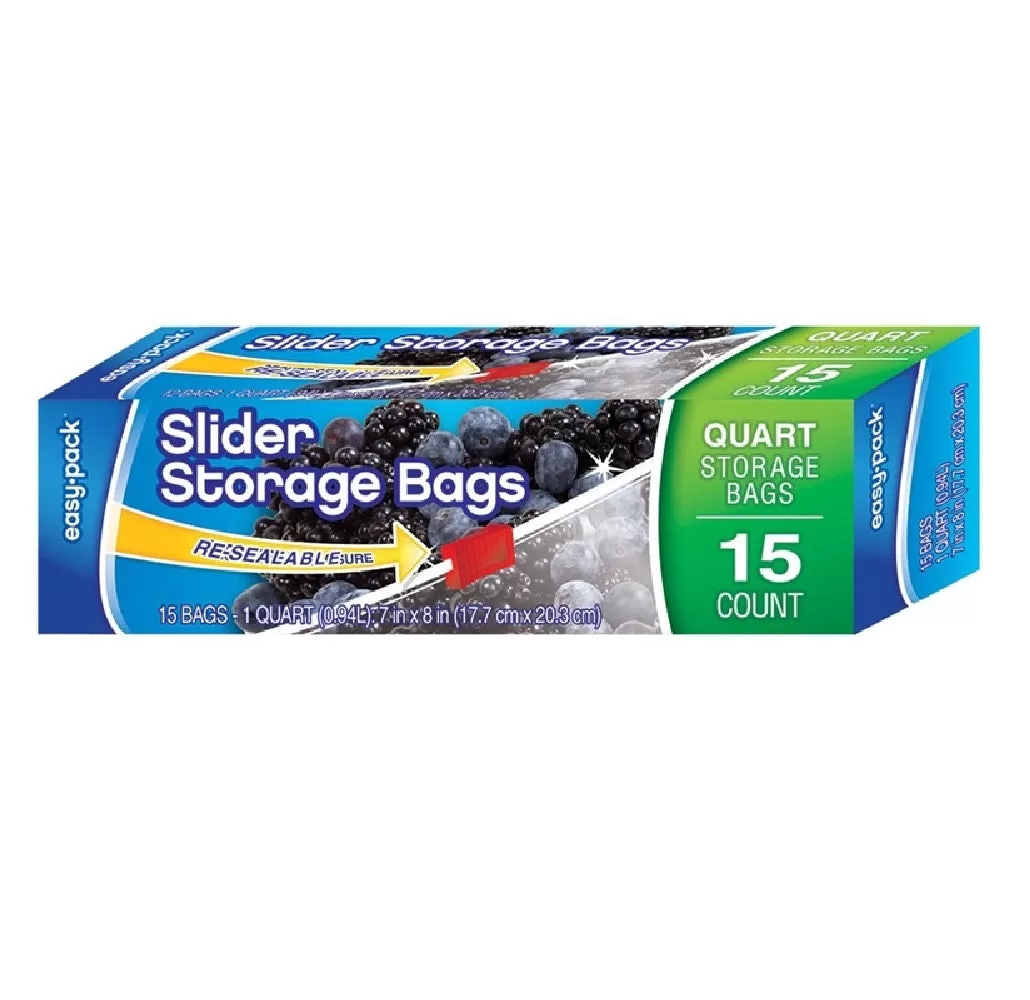 FLP 1304 Reclosable Slider Food Storage Bag Quart Size
