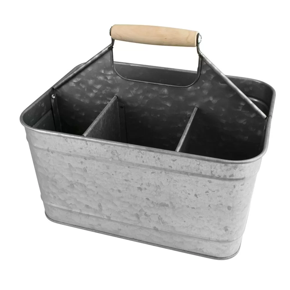 Artland Carry All 11x8x9 Inch Galvanized Iron Storage Box Silver